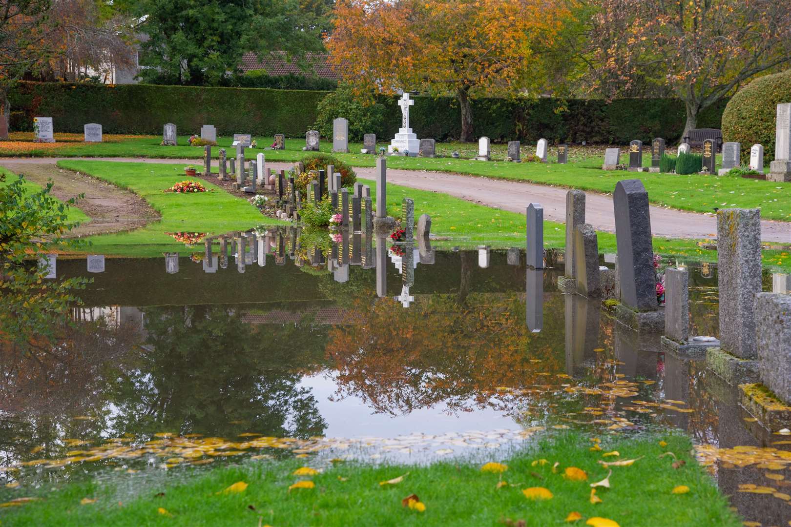 Clovenside Cemetery in Forres was badly affected by flooding in October. Picture: Daniel Forsyth