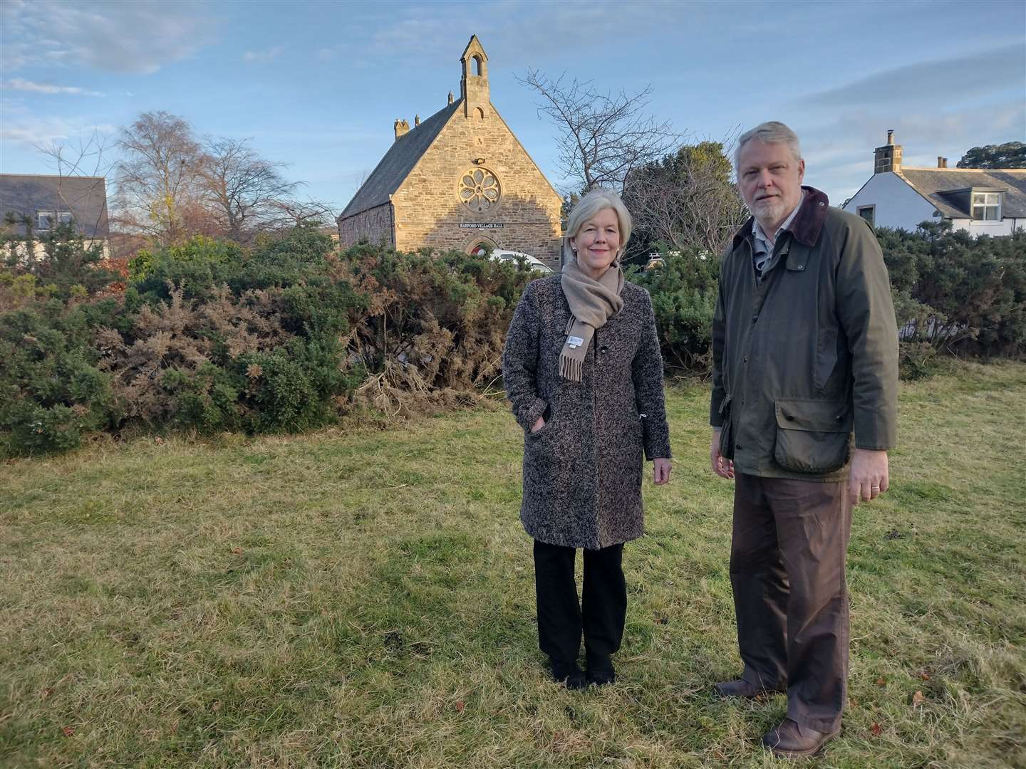 Moira Dennis and Brian Higgs of Finderne Development Trust at Rafford’s Brockloch site.