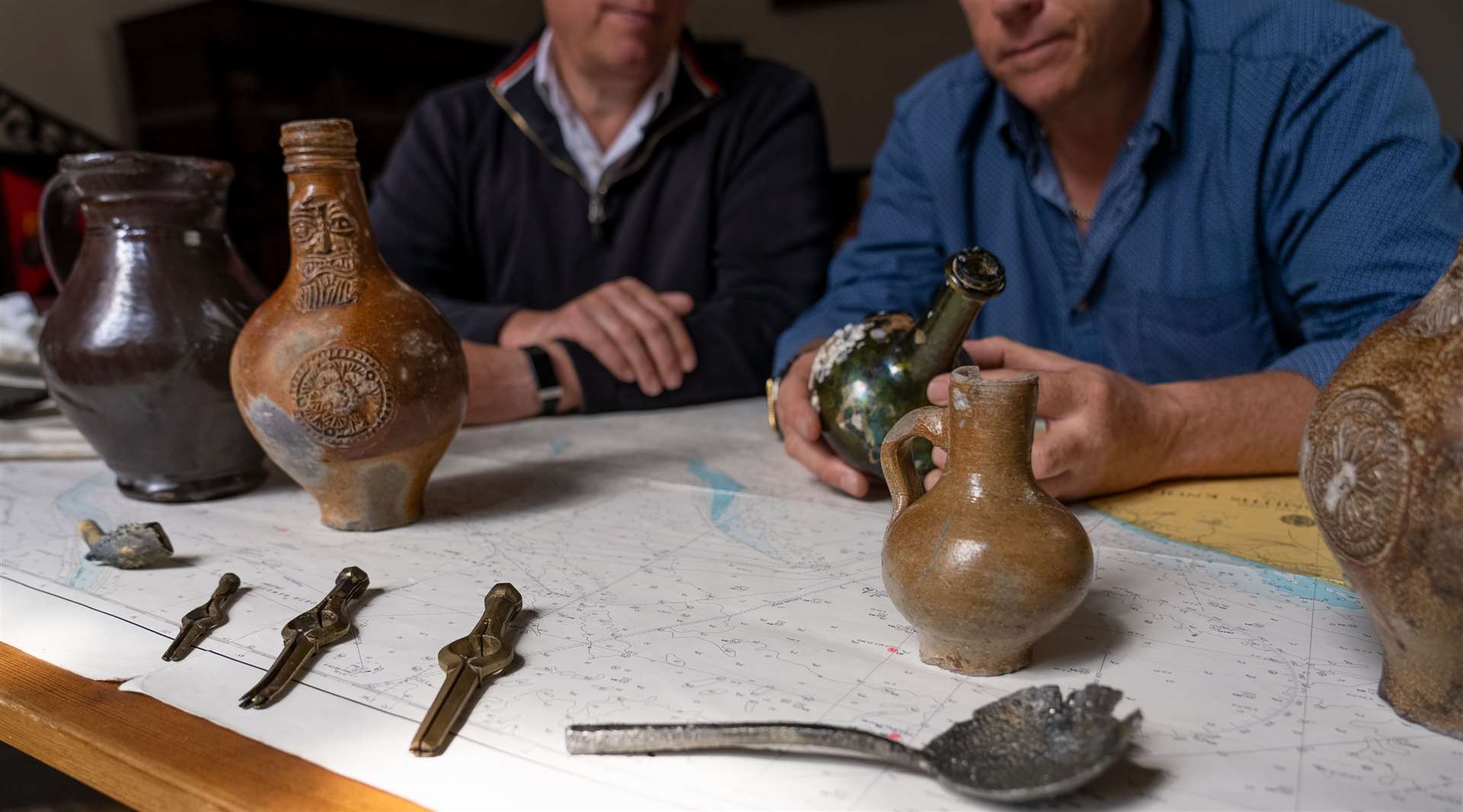 Some of the artefacts discovered with the HMS Gloucester wreck (UEA/ PA)