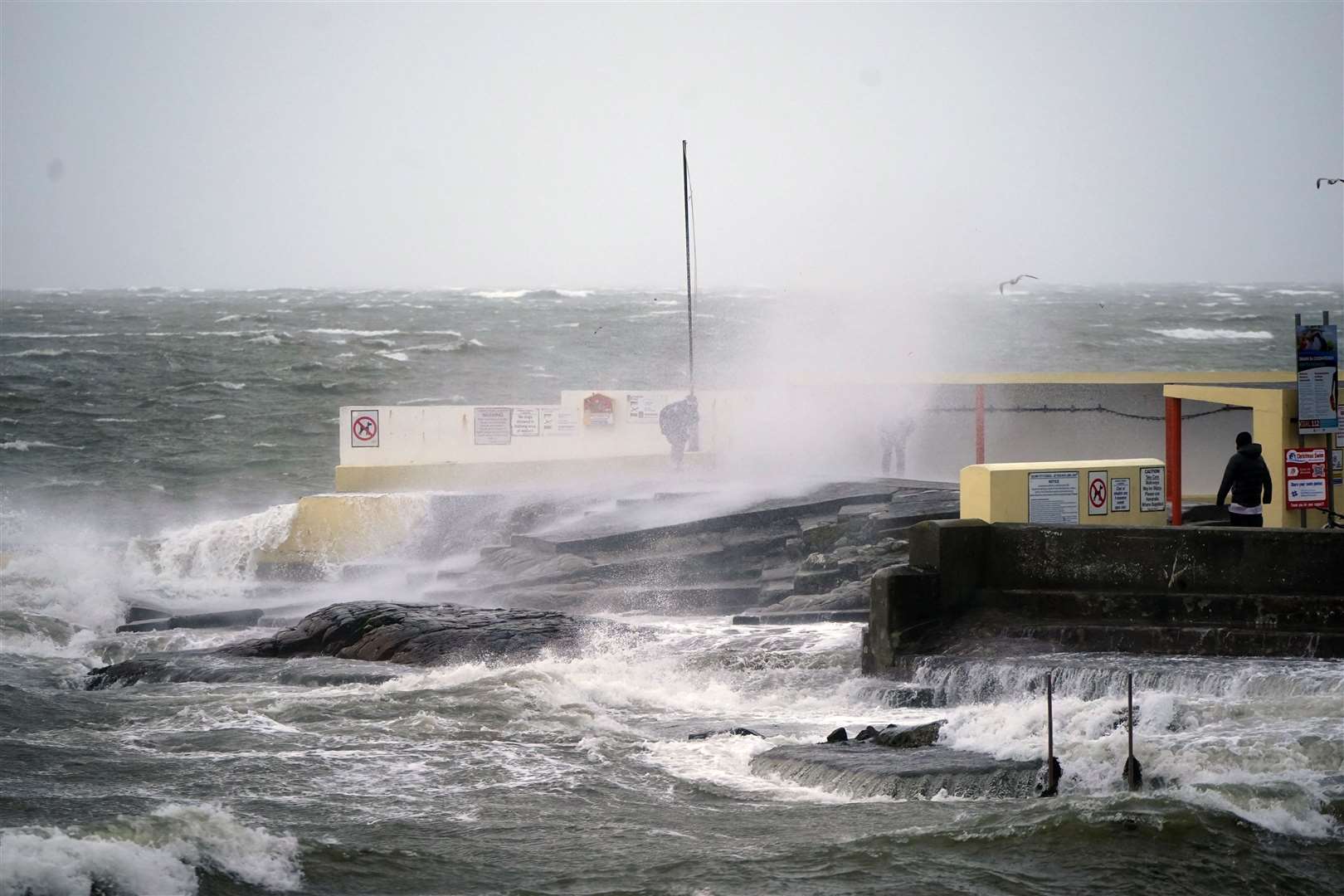 High waves at Salthill, Galway, during Storm Isha (Niall Carson/PA)