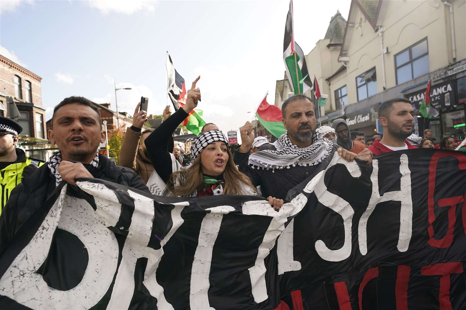 Protesters during a Manchester Palestine Action demonstration and march in Manchester (Danny Lawson/PA)