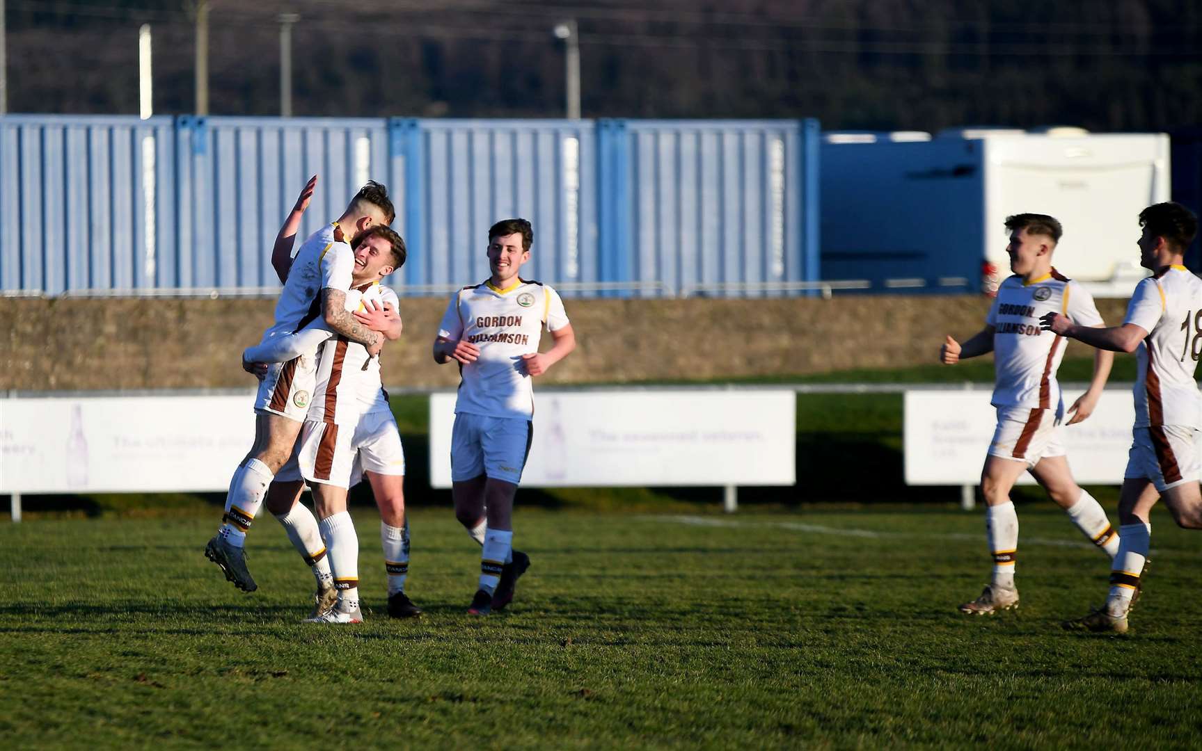 Paul Brindle celebrates his second goal, a 25-yard beauty which looped over keeper Belint Demus. Picture: Becky Saunderson