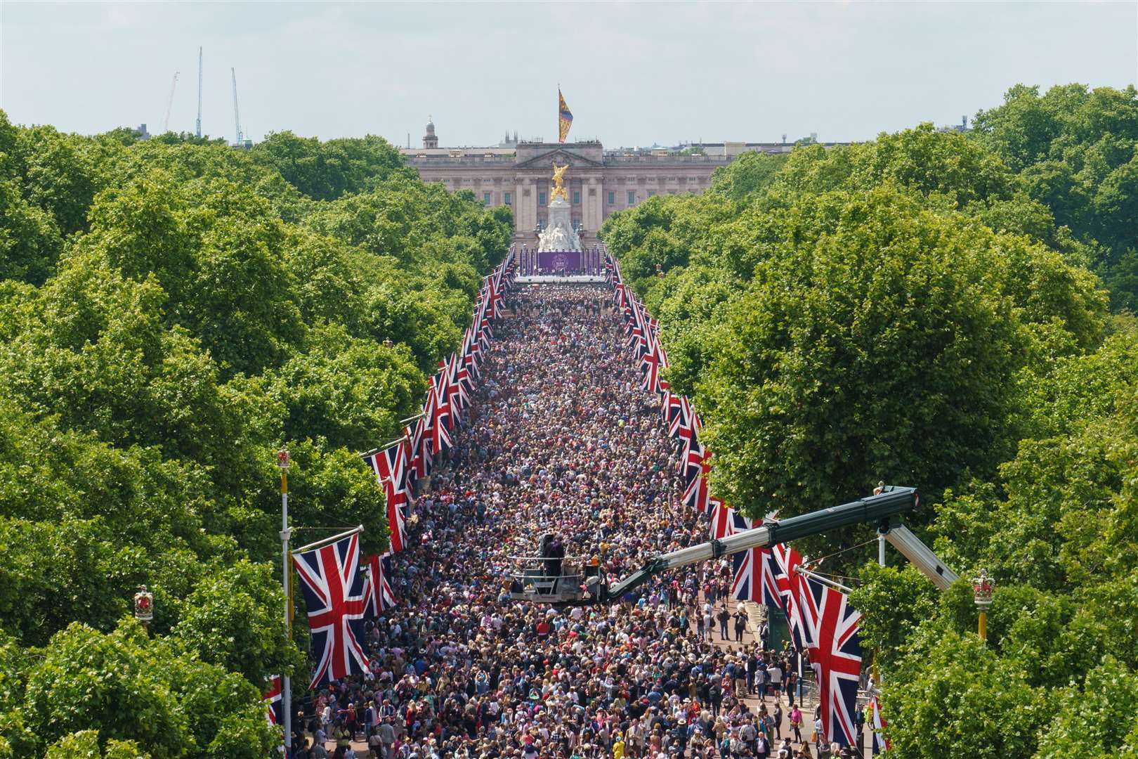Crowds on The Mall leading to Buckingham Palace, following Trooping the Colour (Dominic Lipinski/PA)