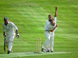 Forres bowler Derek Ross in action