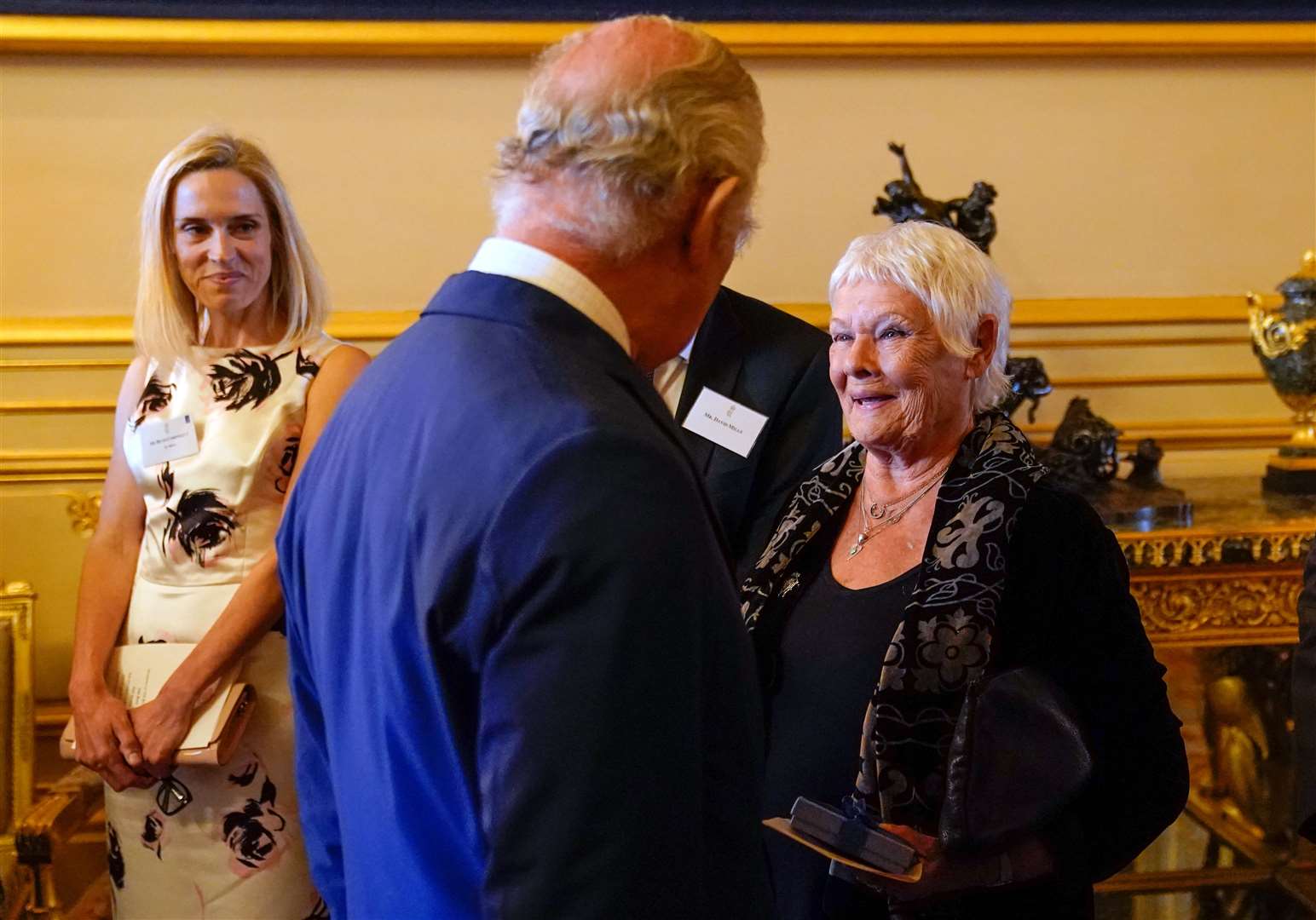 The King meets Dame Judi Dench during a reception at Windsor Castle (Andrew Matthews/PA)