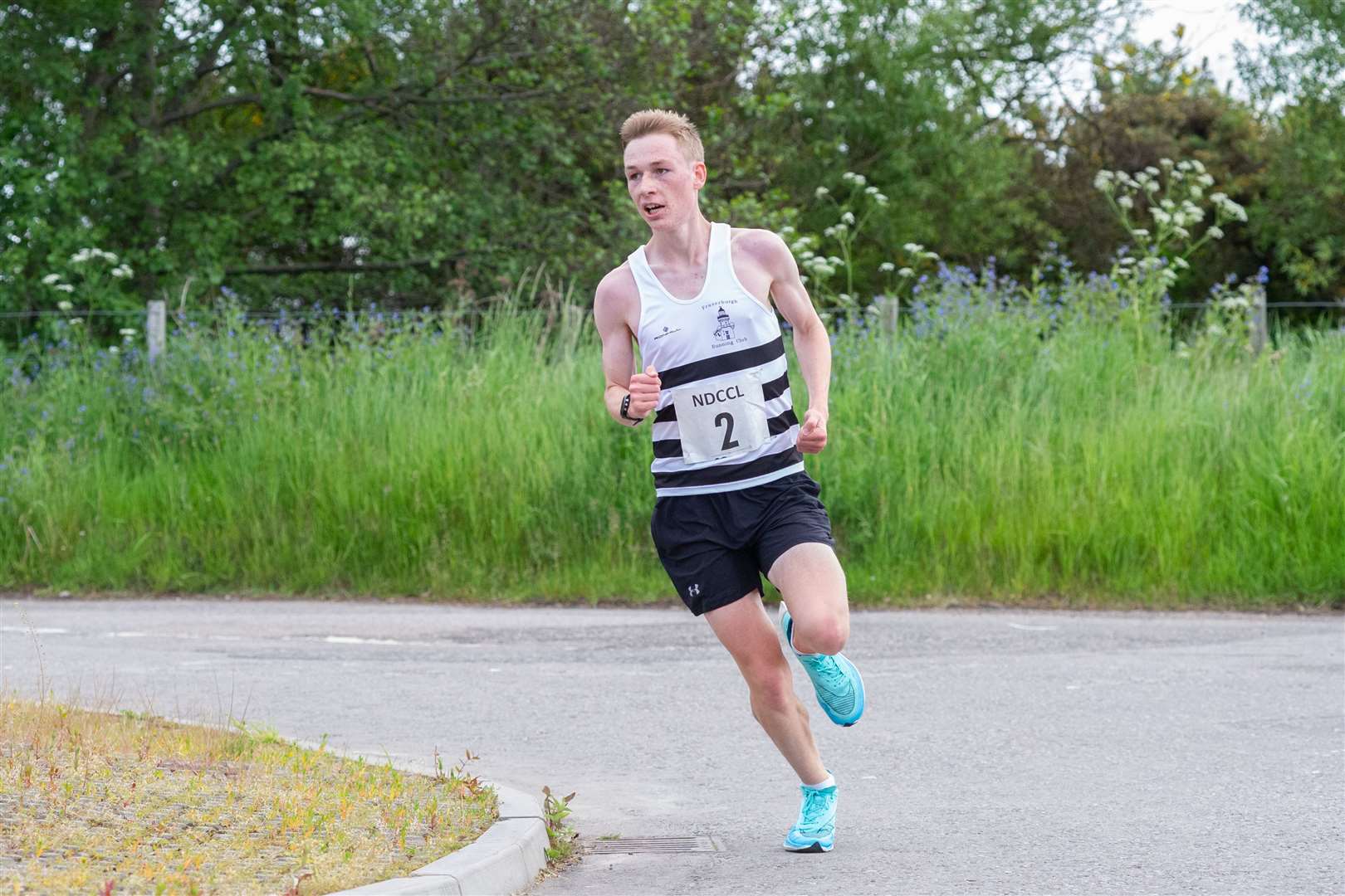 1st overall - #2 Max Abernethy with a time of 31:34...The Back to Basics 10k Road Race held on Sunday 6th June 2021 on the outskirts of Forres...Picture: Daniel Forsyth..