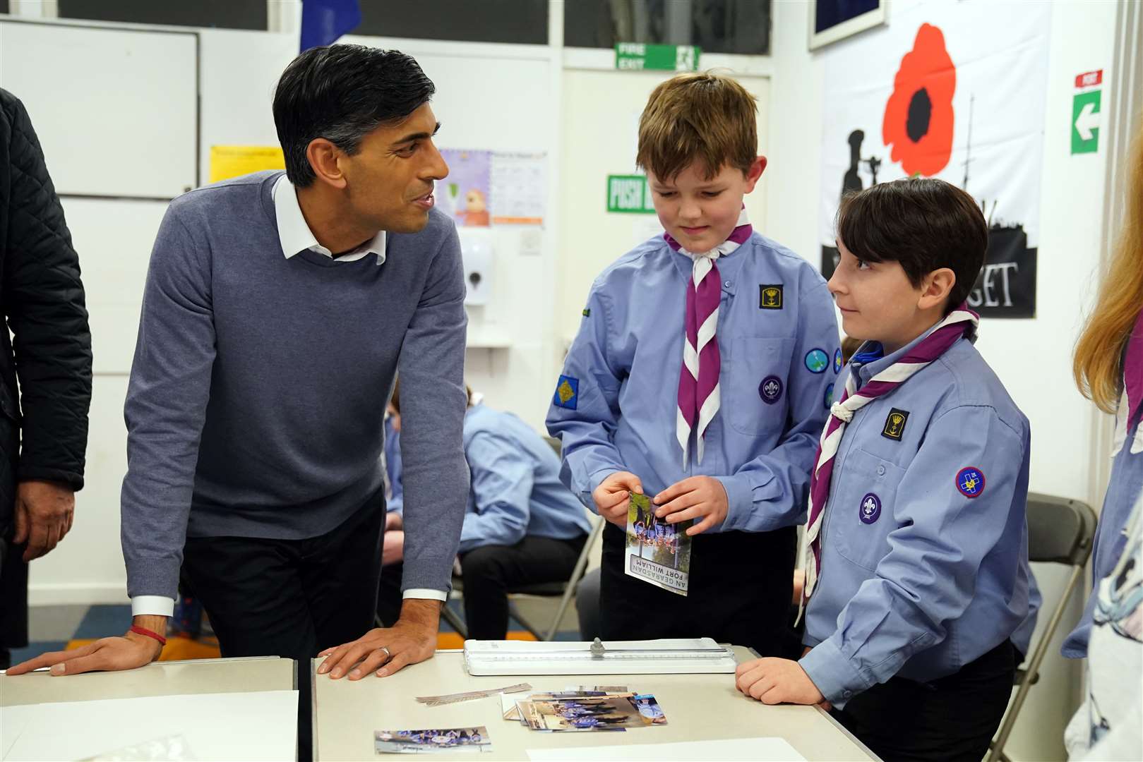 Rishi Sunak visited the Sea scouts community group in Muirtown, near Inverness, as part of his visit to Scotland (Andrew Milligan/PA)