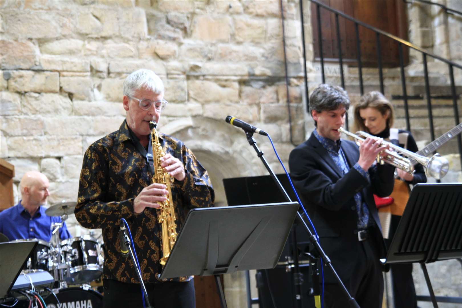 Richard Ingram (left) is joined by trumpet player Maarten Verbraeken. Picture: Father Giles Conacher