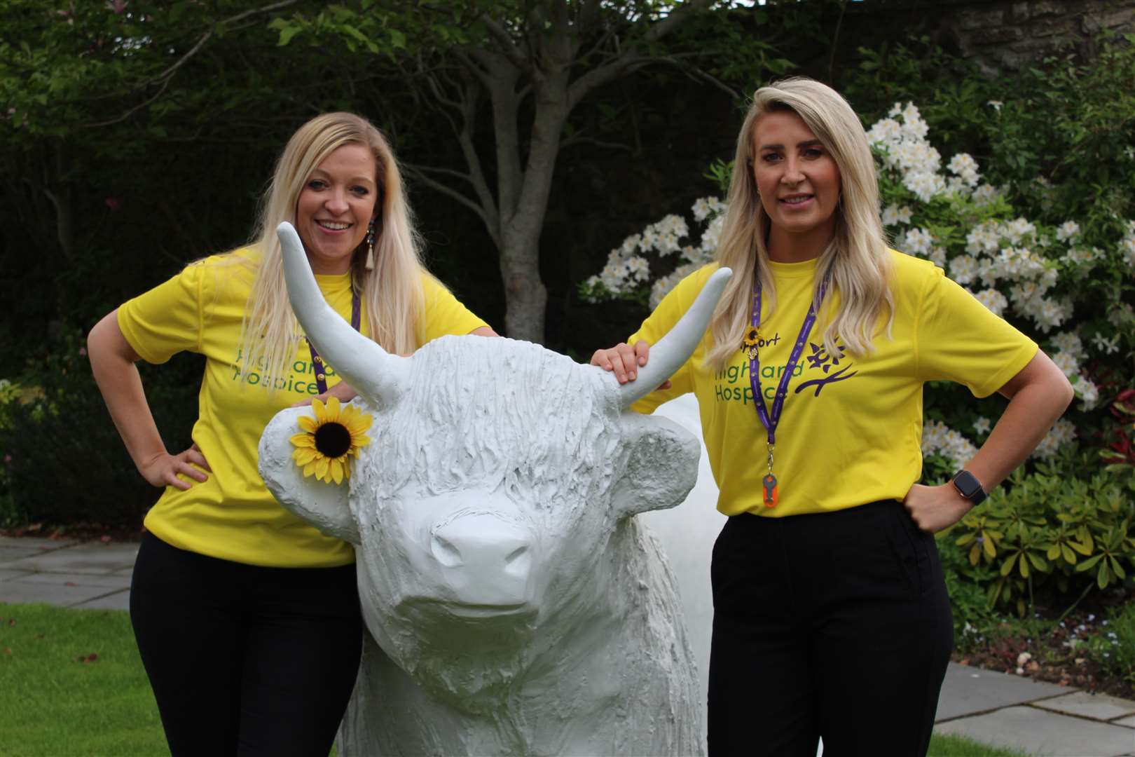 Fundraisers Jenna Hayden and Karen Duff AKA The Coo Crew with one of the (unpainted) model cows.