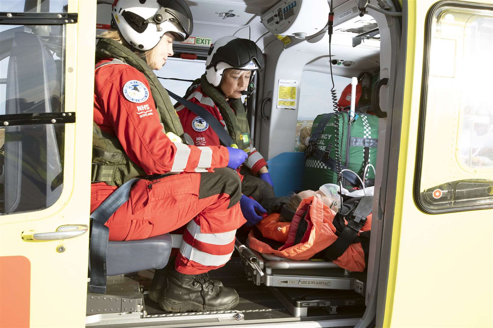 SCAA Paramedics Wendy Jubb (left) and Julia Barnes pictured at work on Helimed 76. Picture:Graeme Hart.
