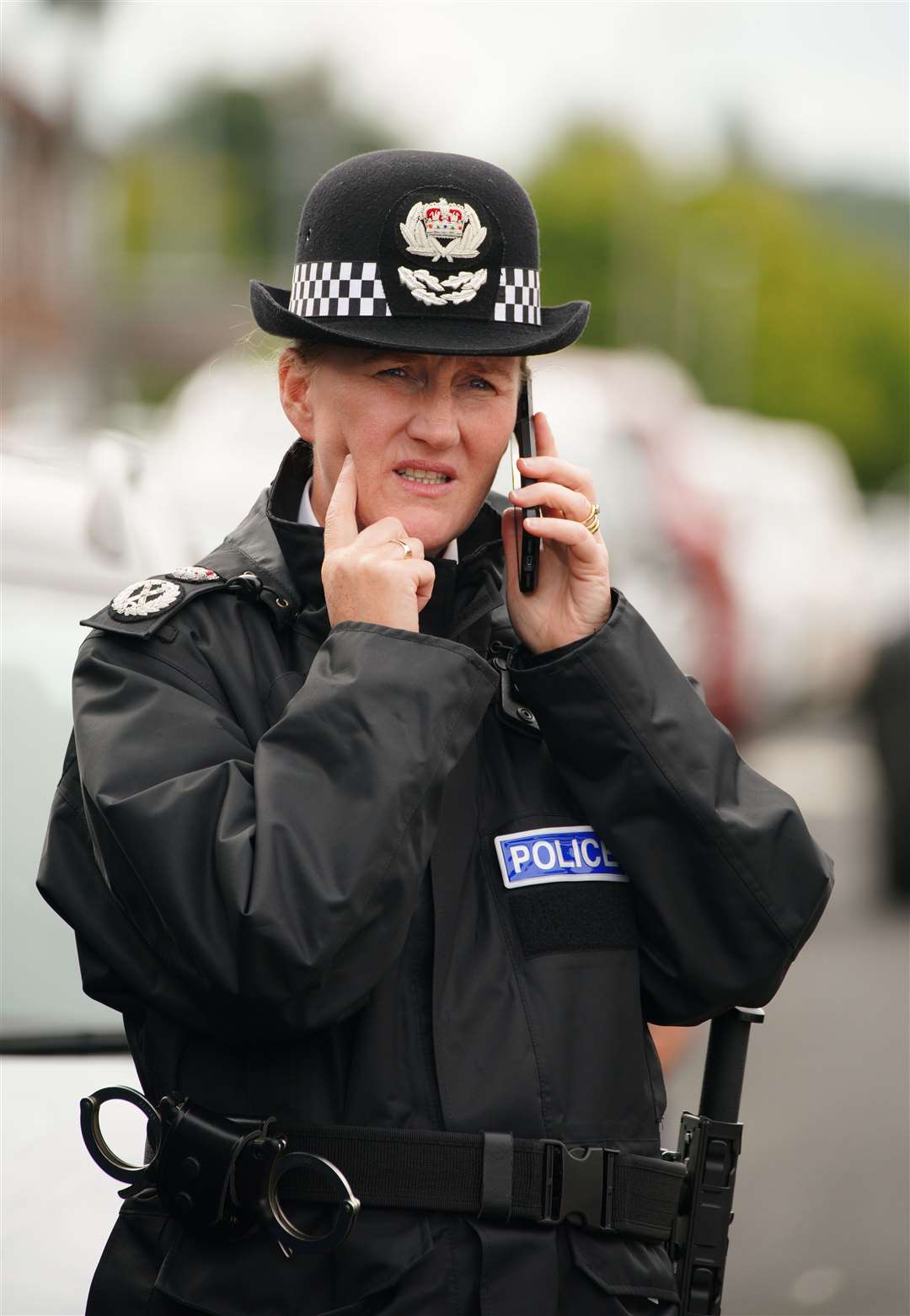 Chief Constable Serena Kennedy from Merseyside Police in Kingsheath Avenue, Dovecot, Liverpool (Peter Byrne/PA)