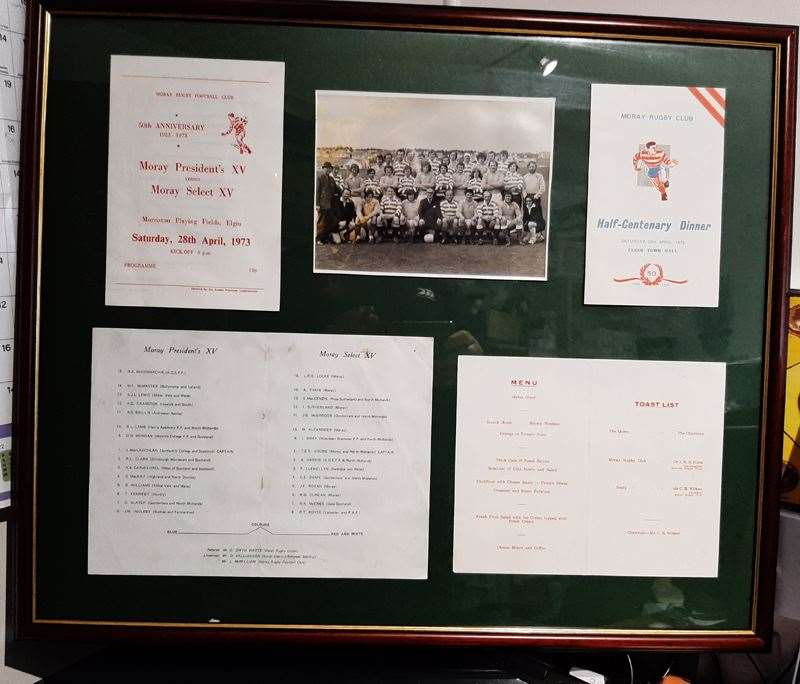 Memorabilia in Moray Rugby Club's clubhouse.