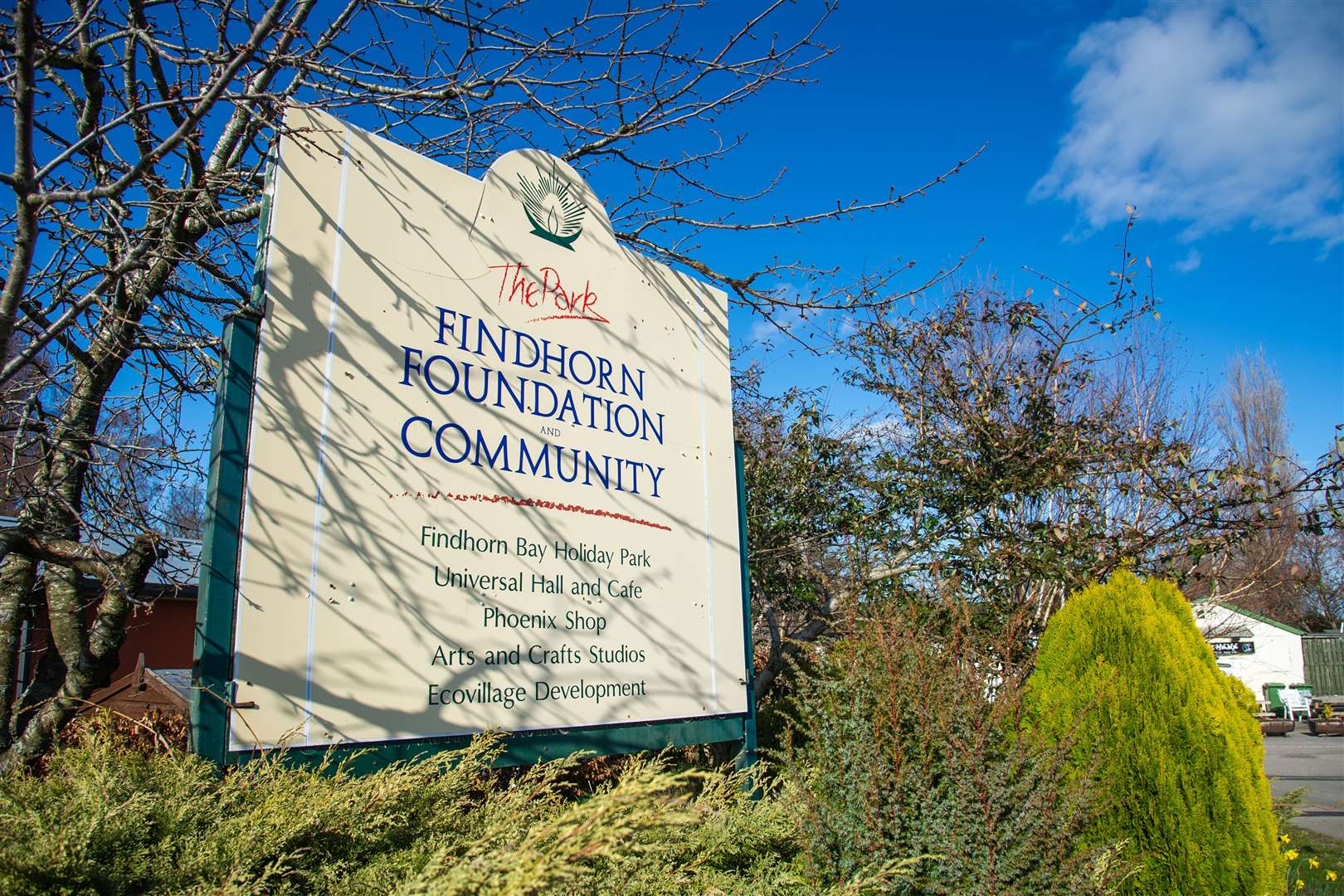 The entrance to the Findhorn Foundation and Community Park. .. Picture: Daniel Forsyth..