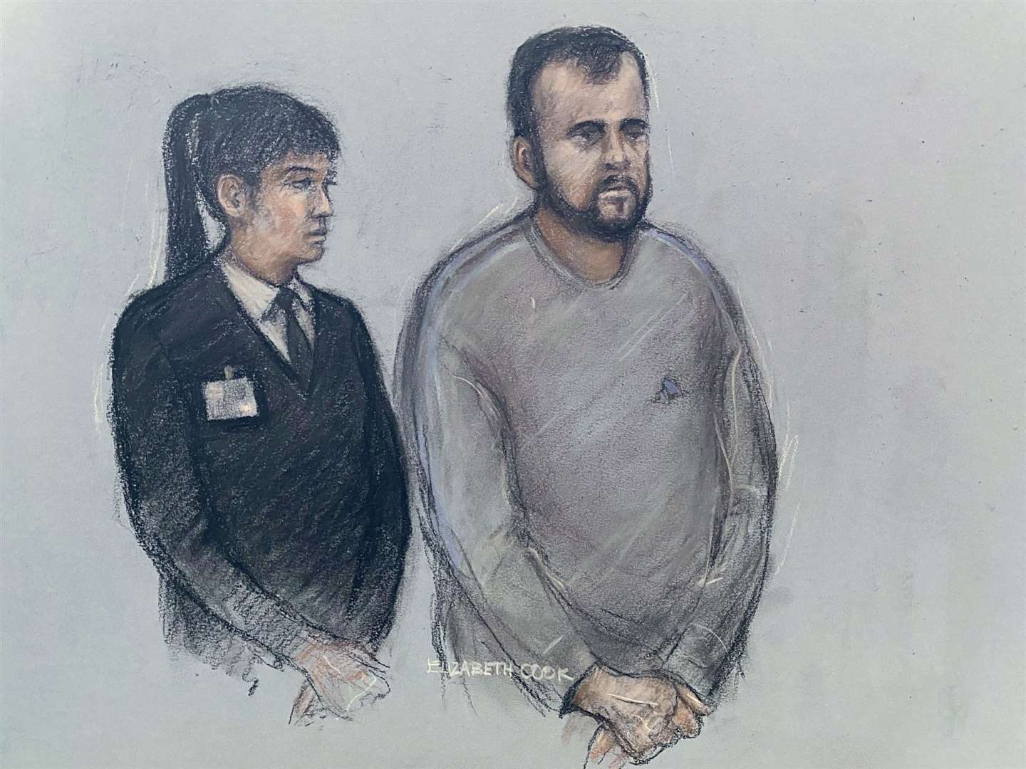 Court artist sketch of Joby Pool appearing in the dock at Telford Magistrates’ Court (Elizabeth Cook/PA)