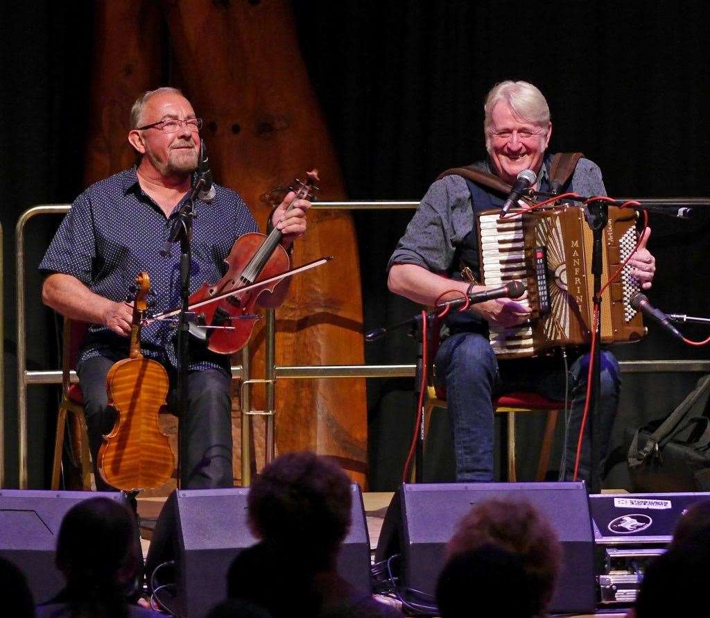 Aly Bain, a fiddle player, and Phil Cunningham, who plays accordion, are visiting Universal Hall.