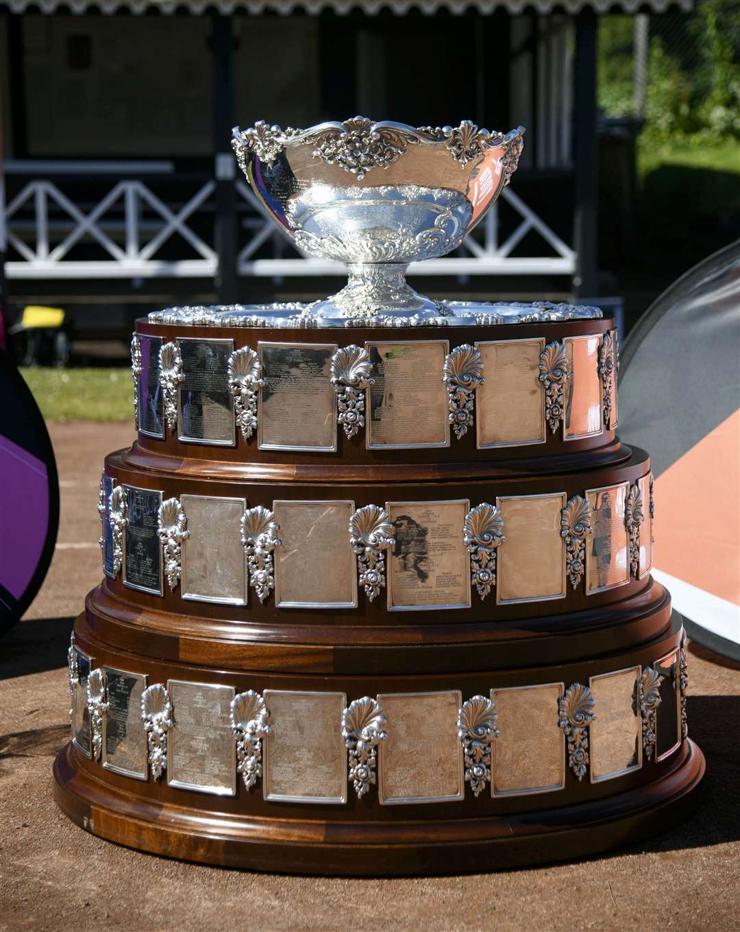 Davis Cup trophy paying a visit to Elgin Lawn Tennis Club as part of a nationwide tour...Davis Cup in Elgin...Picture: Beth Taylor.