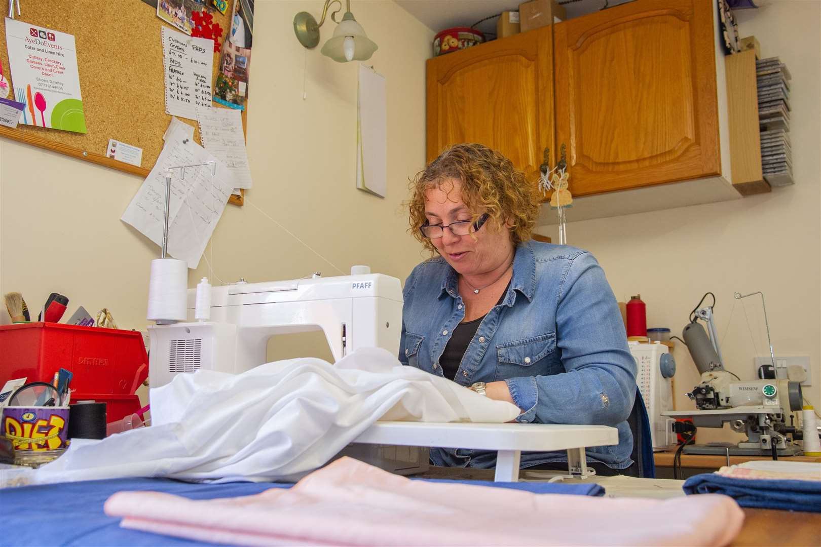 Carol Brown, from Dallas, has been busy making scrubs and face masks for local care homes and hospitals during the coronavirus pandemic...Picture: Daniel Forsyth..