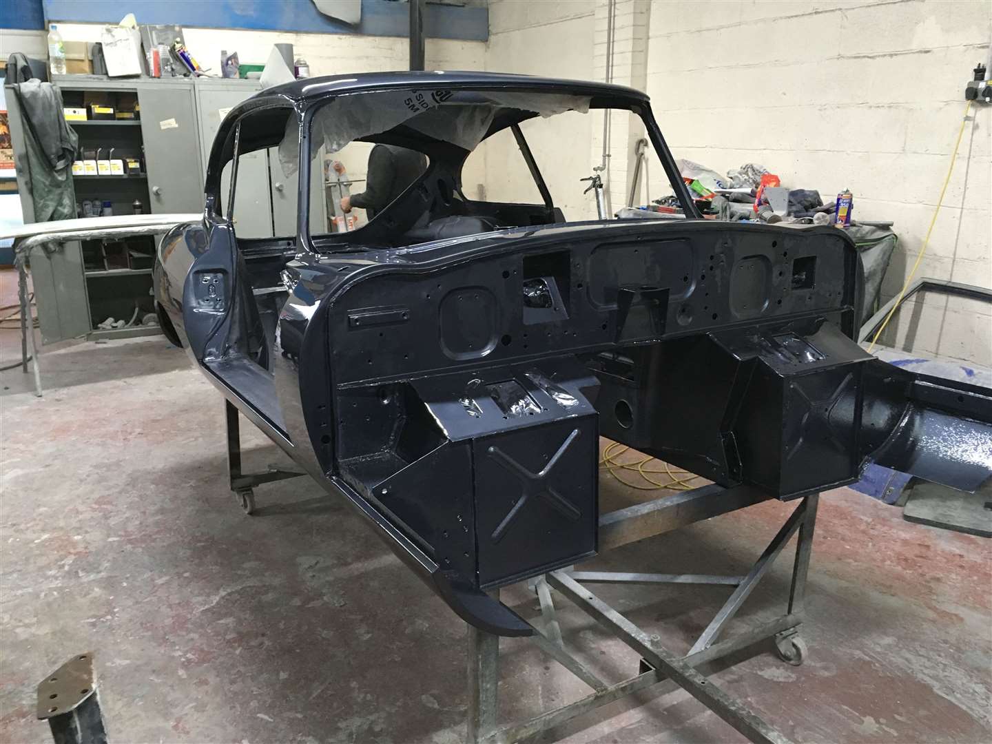 The E-Type’s bodywork has been completely resprayed.