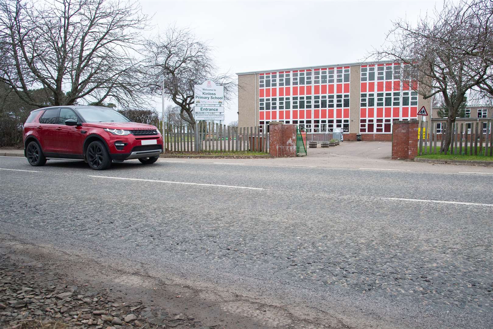 Kinloss Primary School from the B9089 road.