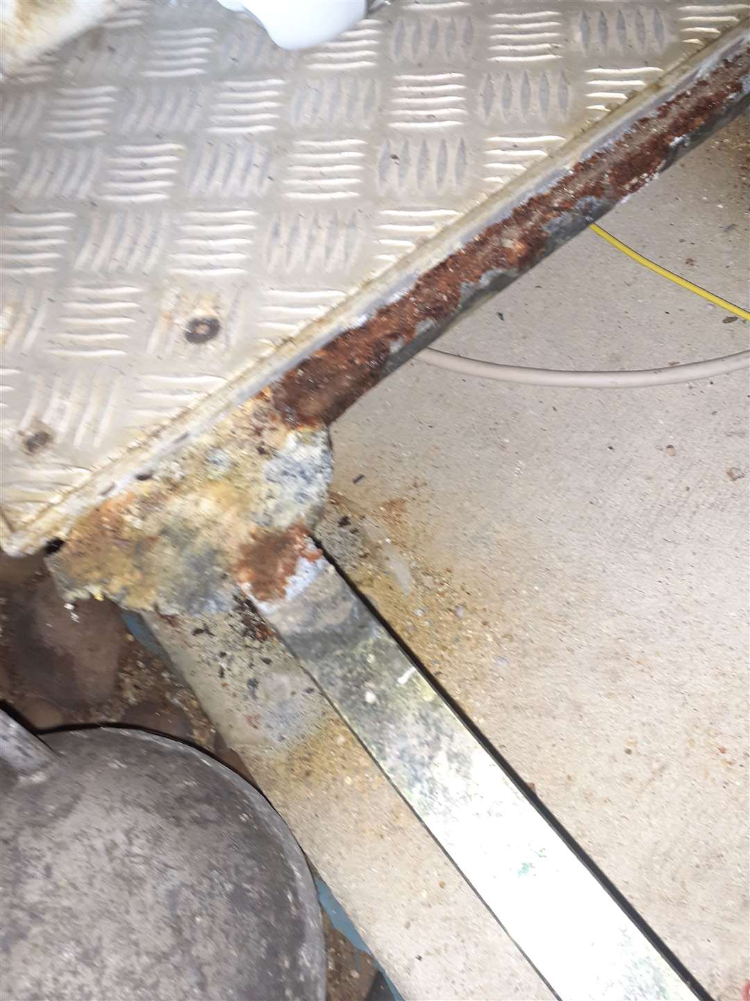 Icehouse floor corrosion.