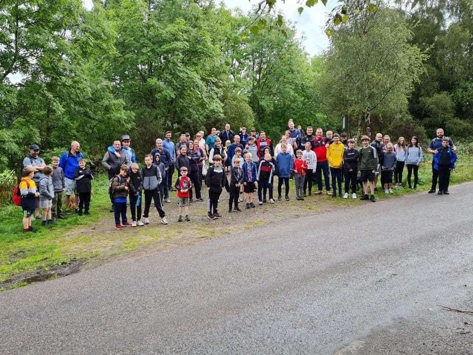 The participants at the start of the walk near Half Davoch.