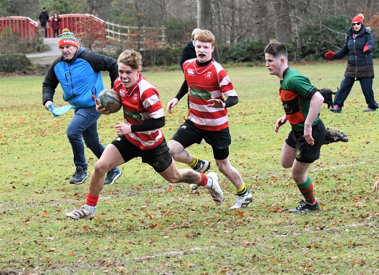Moray/Huntly in action against Highland at under-16 level. Picture: James Officer