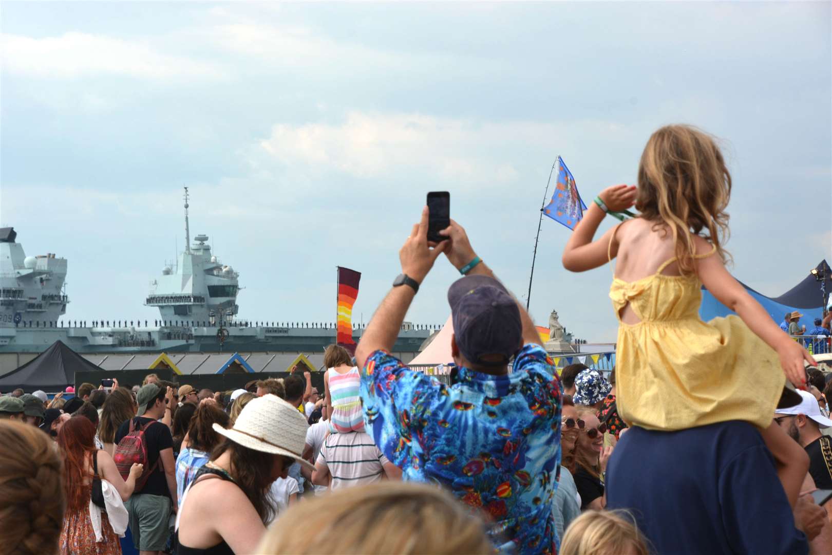 Revellers at Victorious music festival on Southsea Common waved the vessel off on Saturday (Ben Mitchell/PA)