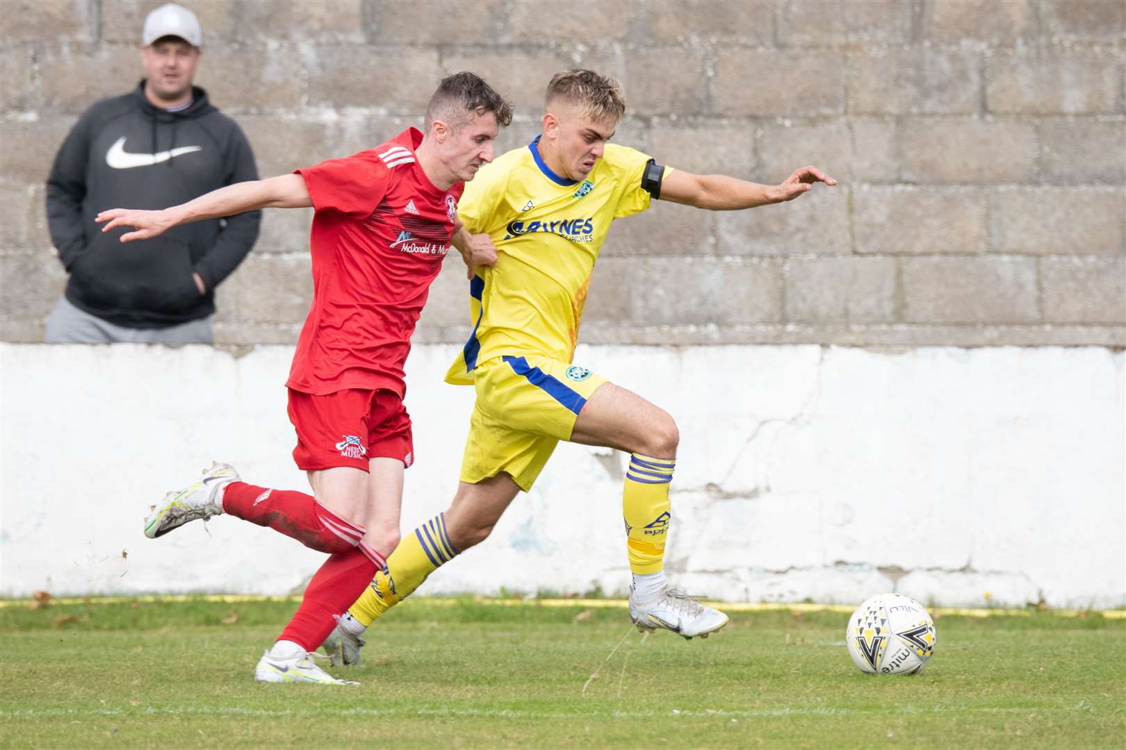 New Forres signing Mark McLauchlan (right) in action for Buckie against Lossiemouth. Picture: Daniel Forsyth..