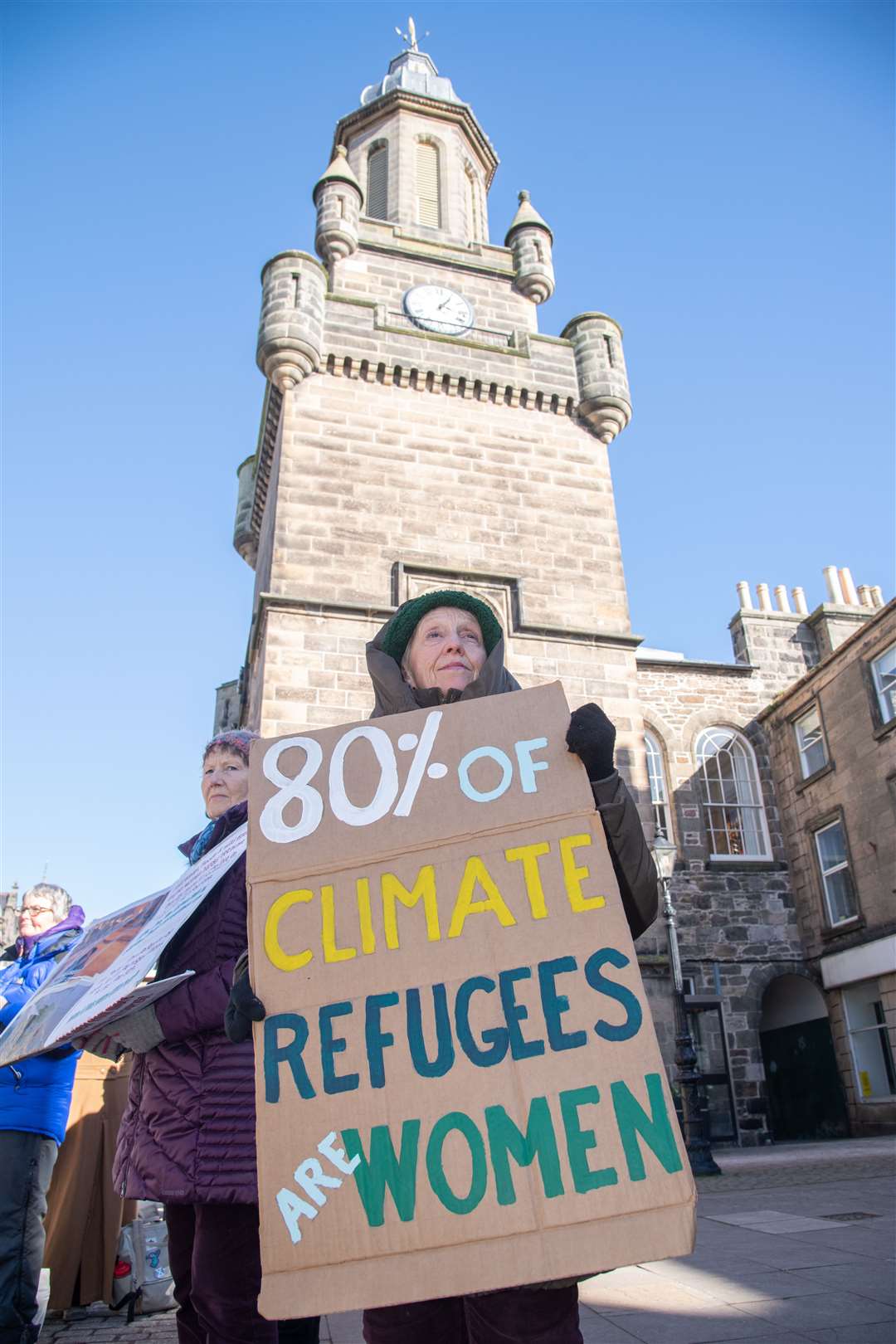 Forres Women's Climate Strike hold a special vigil to mark International Women's Day 2023 under the theme of Women Rise Up for a Liveable Planet. Picture: Daniel Forsyth.