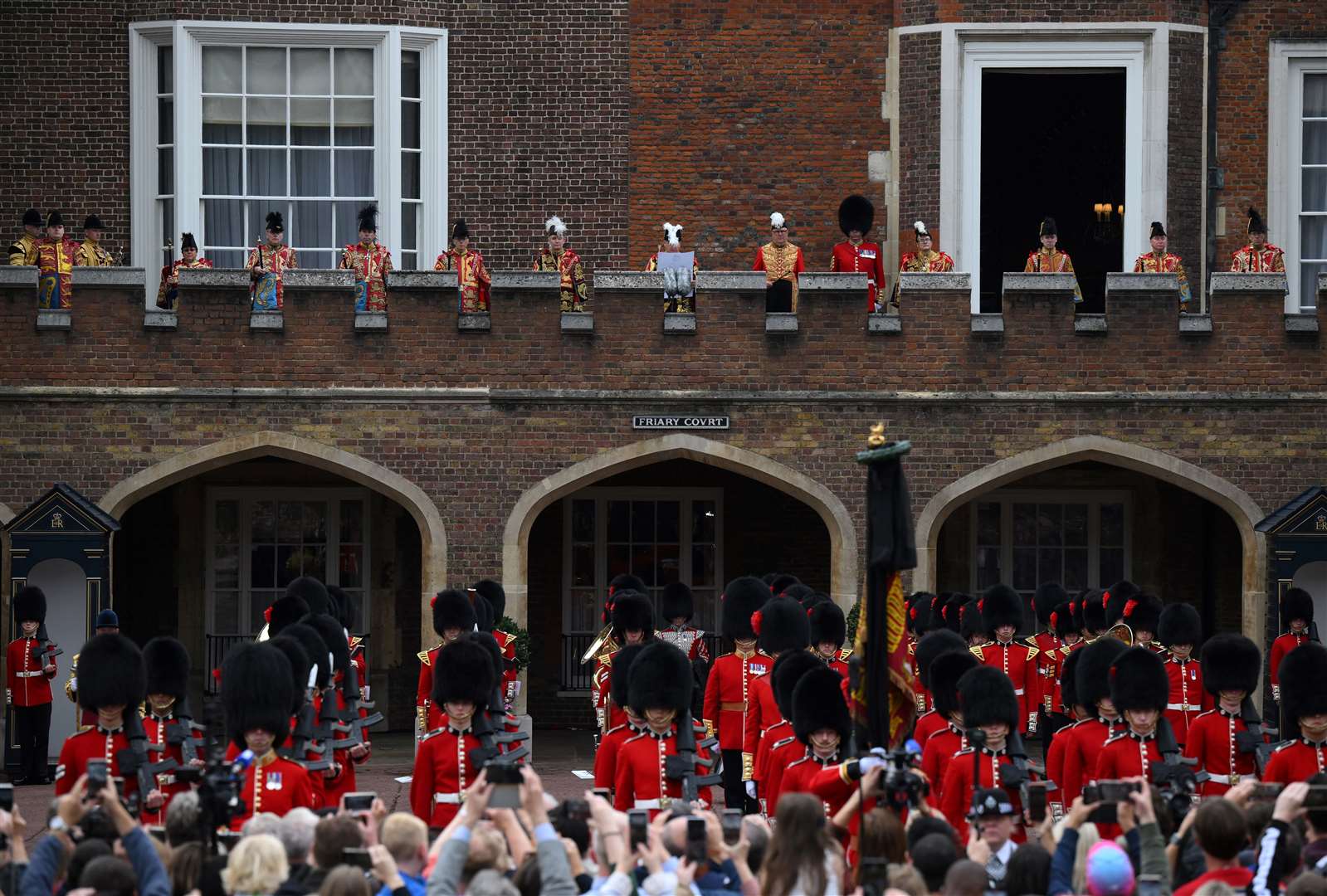 A sash window had been removed so the Garter Principle King of Arms could easily reach the balcony (Daniel Leal/PA)