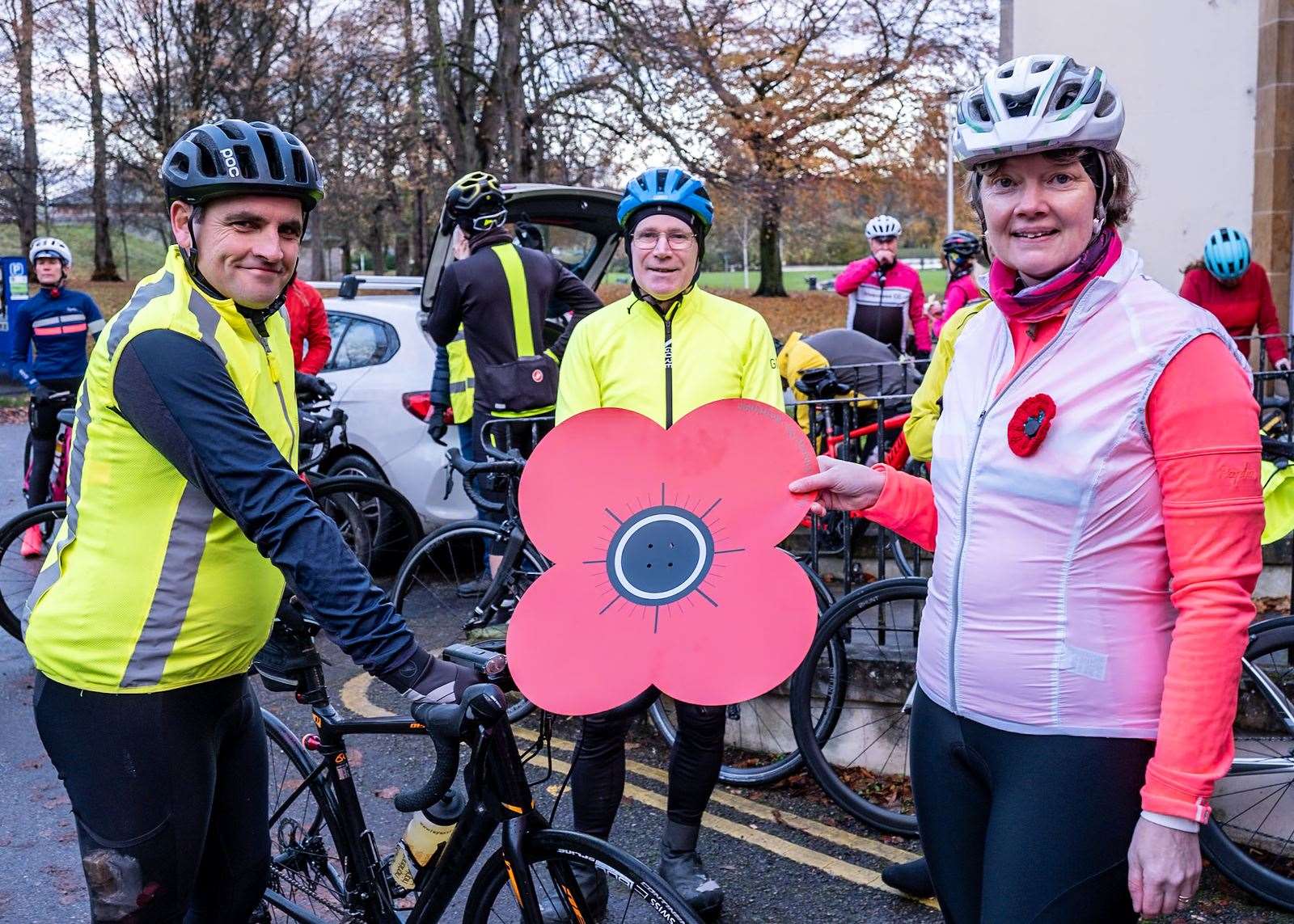 The event raised funds for Poppy Scotland. Elgin Cycling Club's Diane Maciver is pictured right. Picture: Tony Carroll