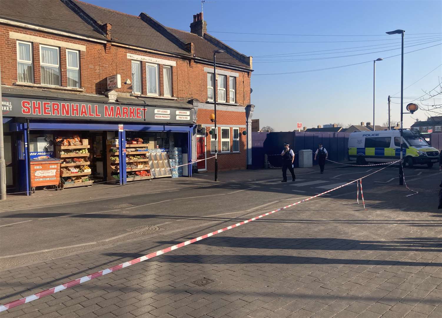 A police cordon in Shernhall street in Walthamstow (Timothy Sigsworth/PA)