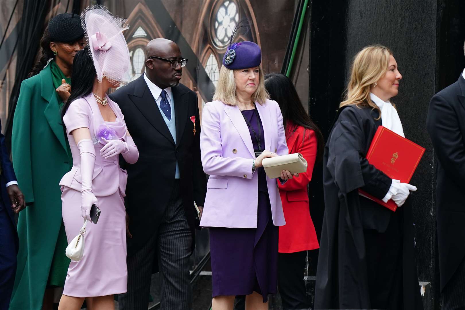 Katy Perry (second from left) and Edward Enninful (third from left) (Jane Barlow/PA)