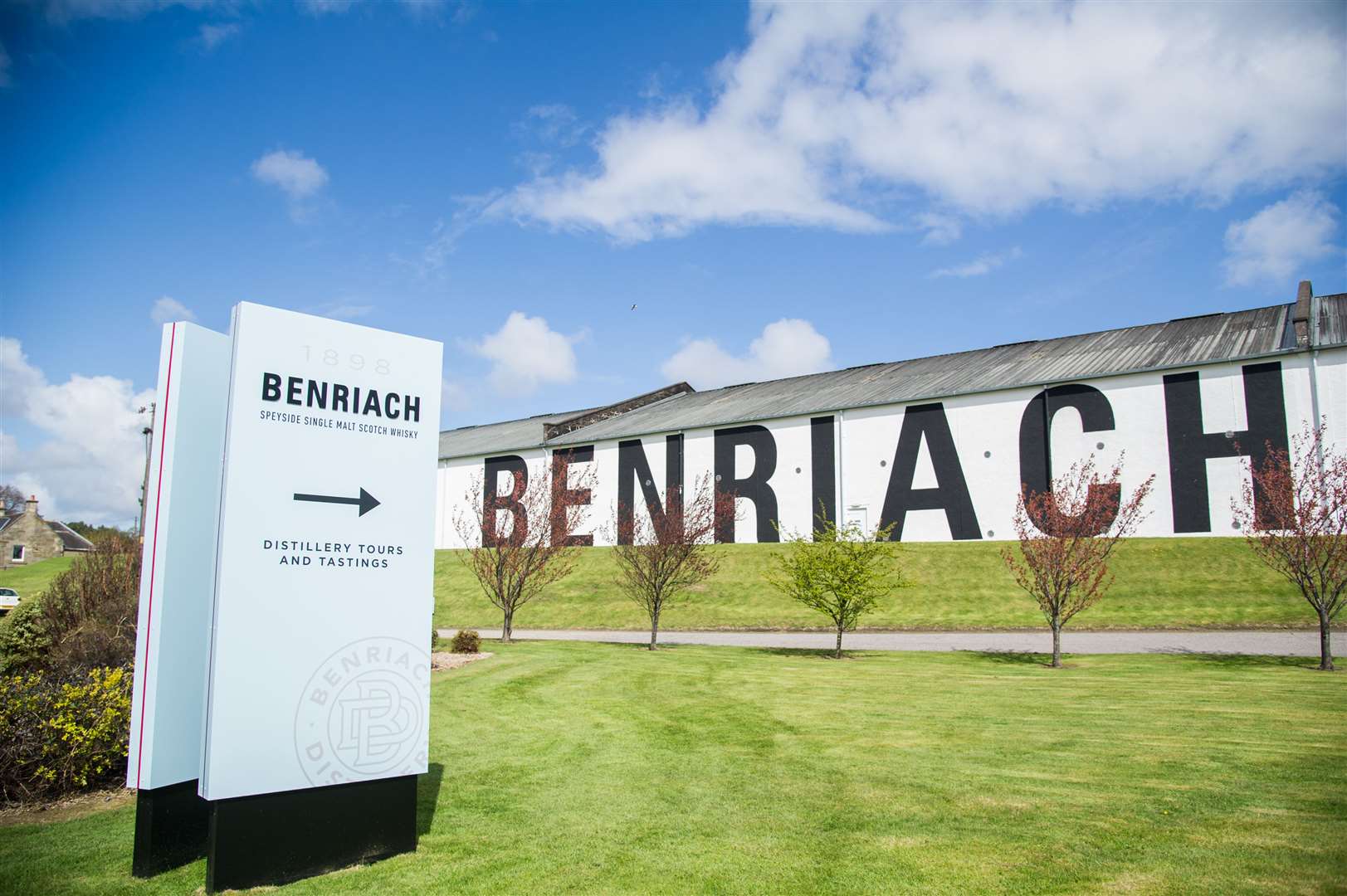 The Benriach branding on a warehouse at its site near Elgin as it prepares to open its first visitor centre. Picture: Becky Saunderson.