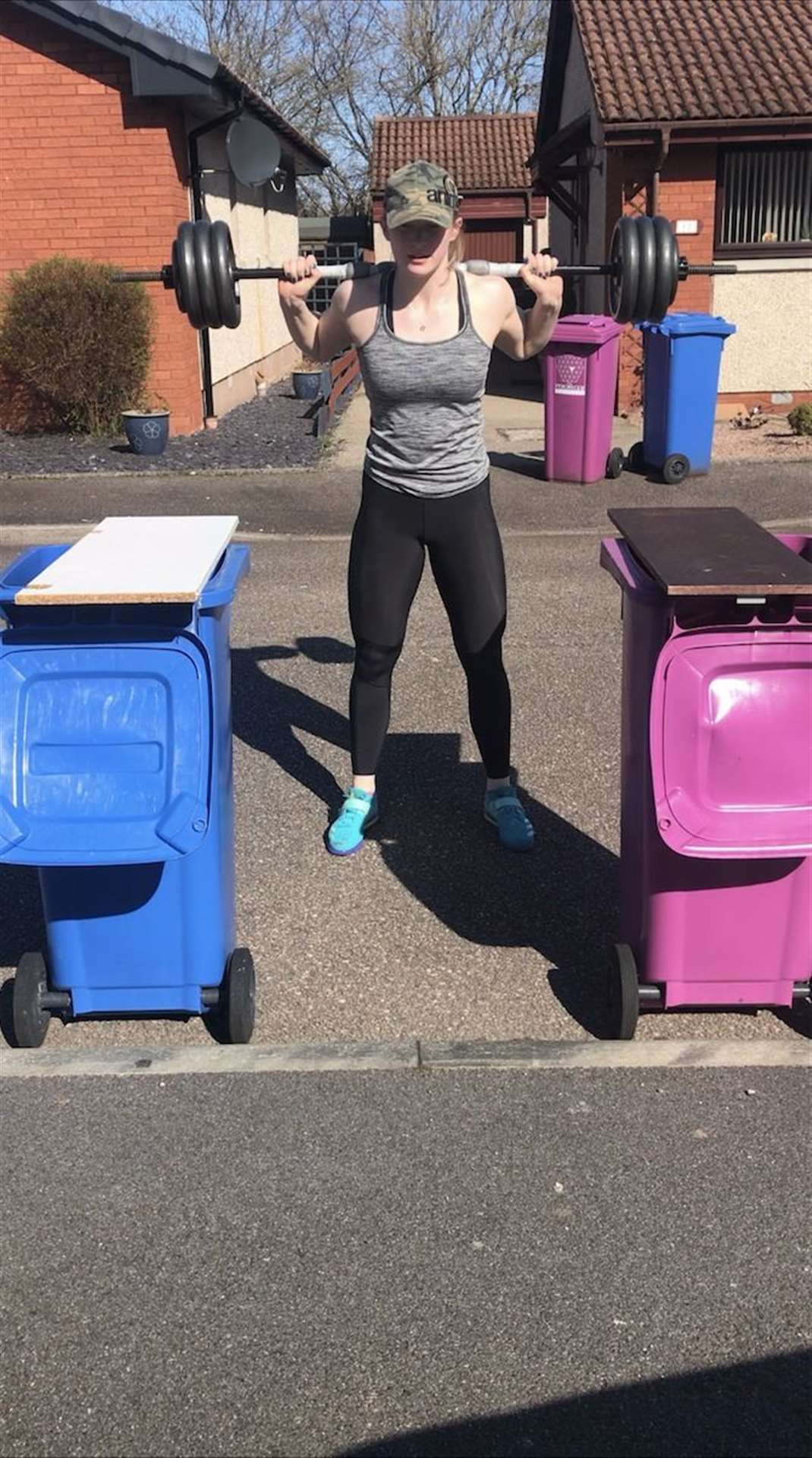 Moray Council's recycling wheelie bins were initially a help in Lauren Bell's weight training regime.