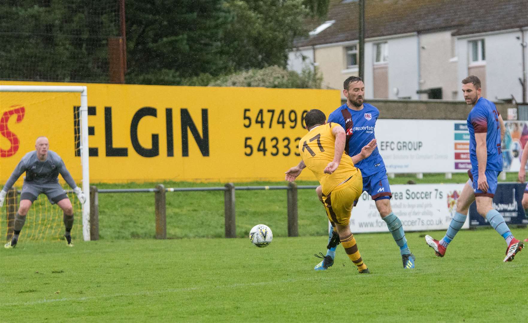 This shot from Allan MacPhee made it 2-0 for Forres. Picture: Becky Saunderson. Image No.044665.