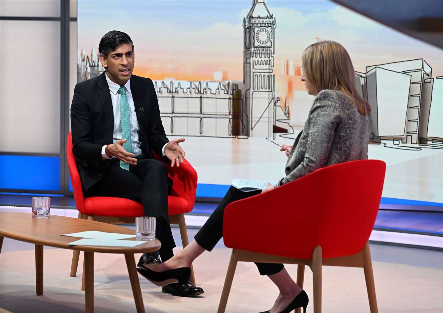 Prime Minister Rishi Sunak appeared on the BBC One current affairs programme, Sunday with Laura Kuenssberg (Jeff Overs/BBC/PA)