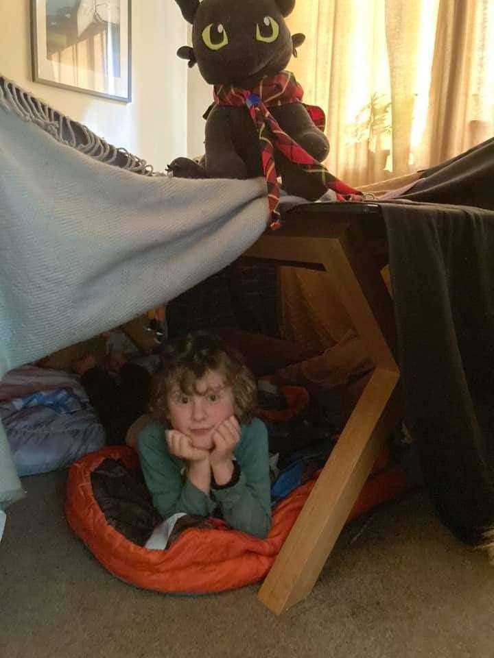 George Dean (8) made a blanket fort.