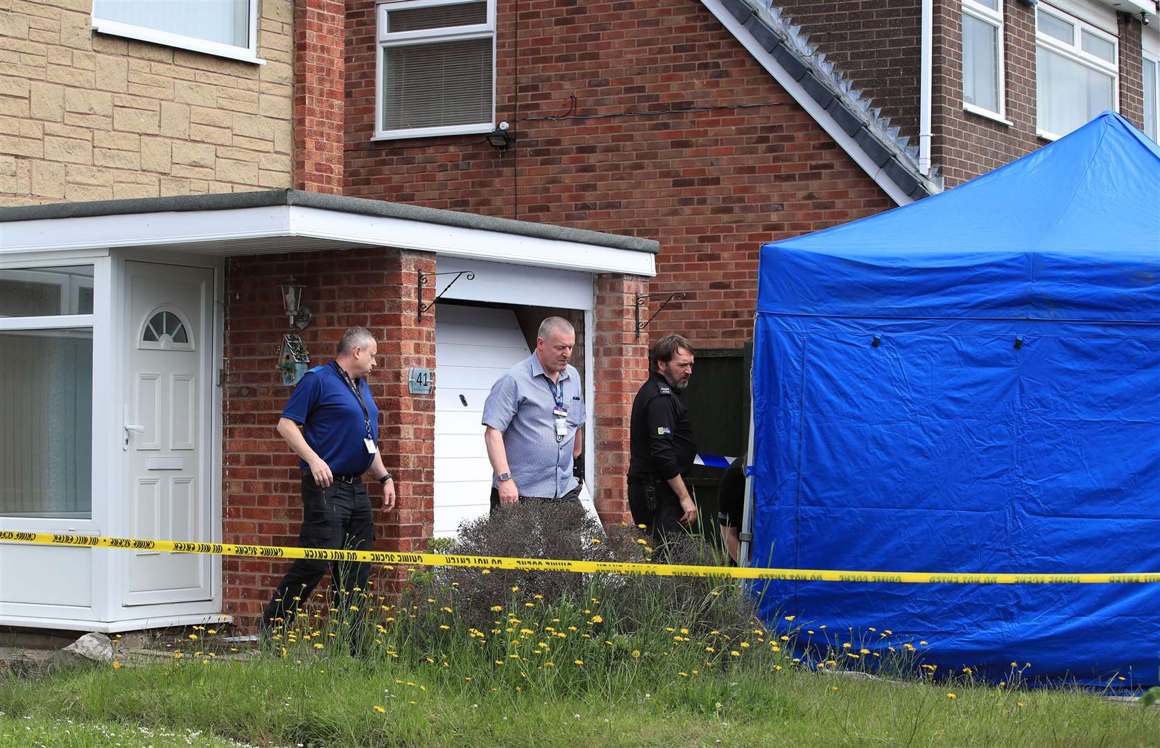 Police at Lucy Letby’s home in Chester (PA)