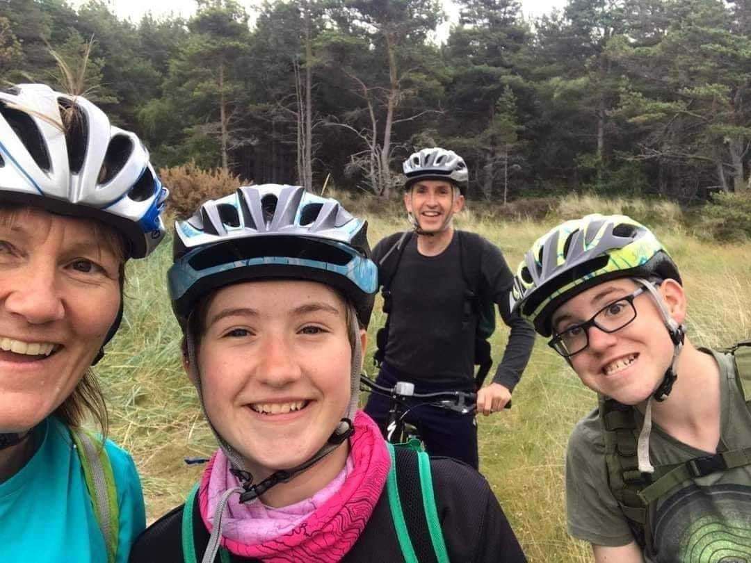 The Kenyon family, from Forres, taking part in Outfit Moray's Winter Challenge. Mum Lil is a Bikeability instructor for the charity.