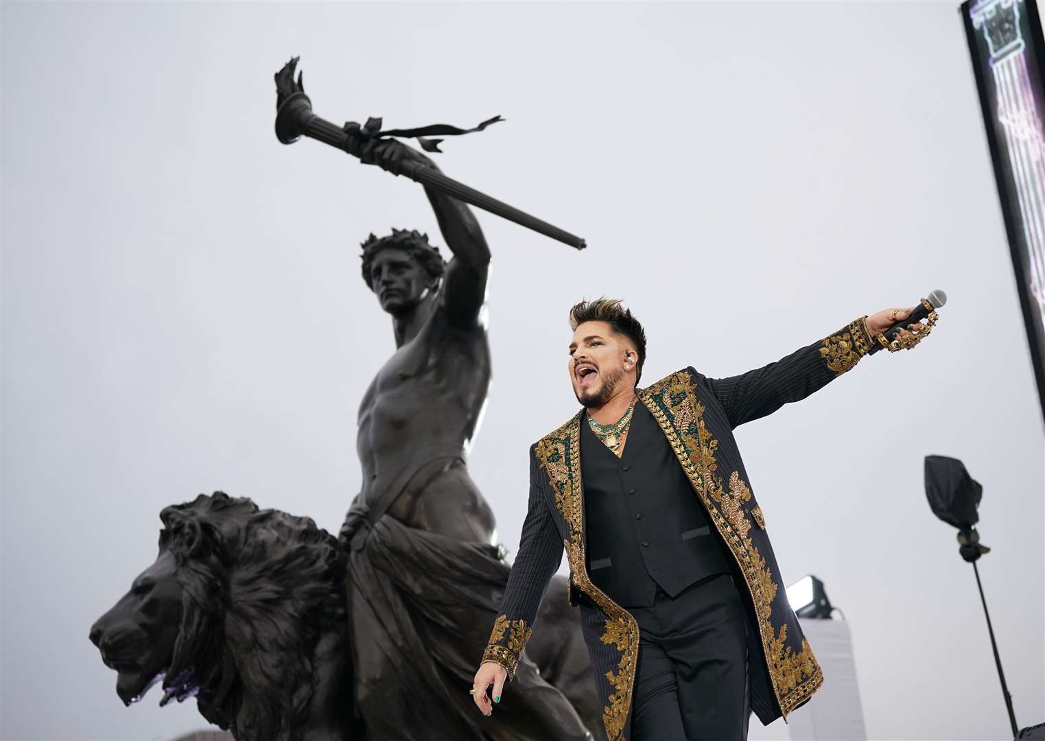 Adam Lambert performs during the Platinum Party at the Palace staged in front of Buckingham Palace (Yui Mok/PA)