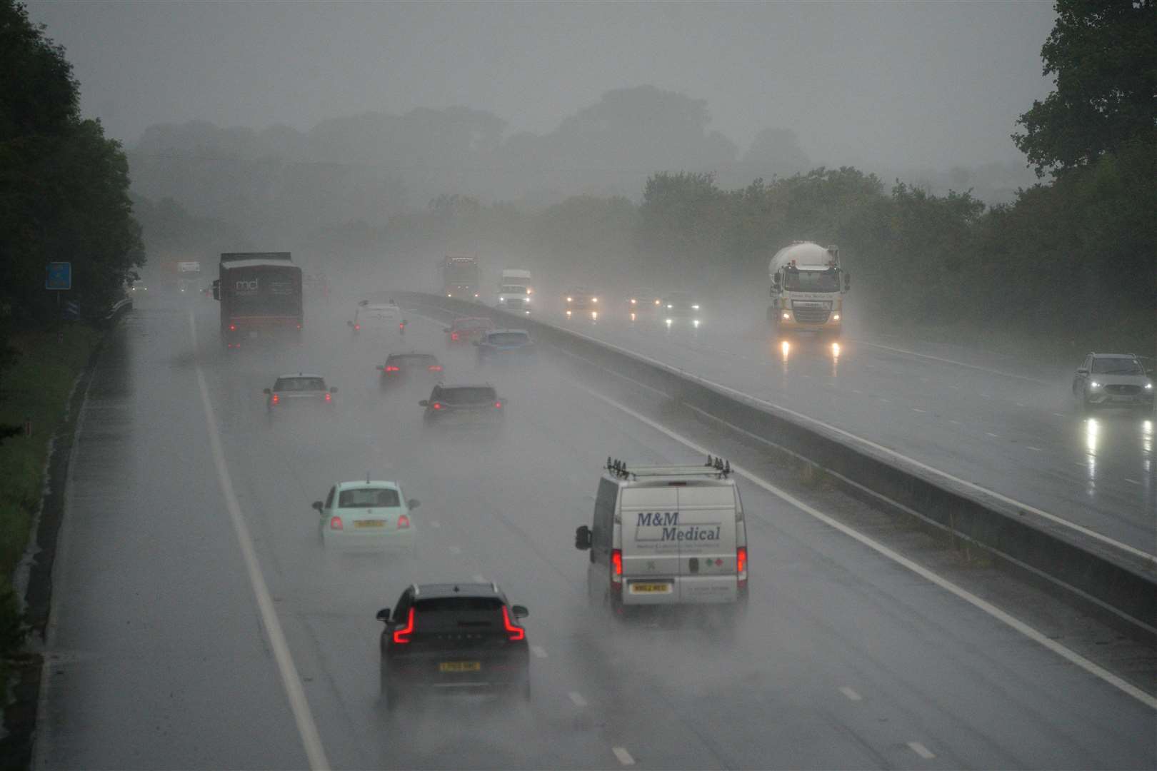 Rain falls on the M5 near Taunton, Somerset (Ben Birchall/PA)