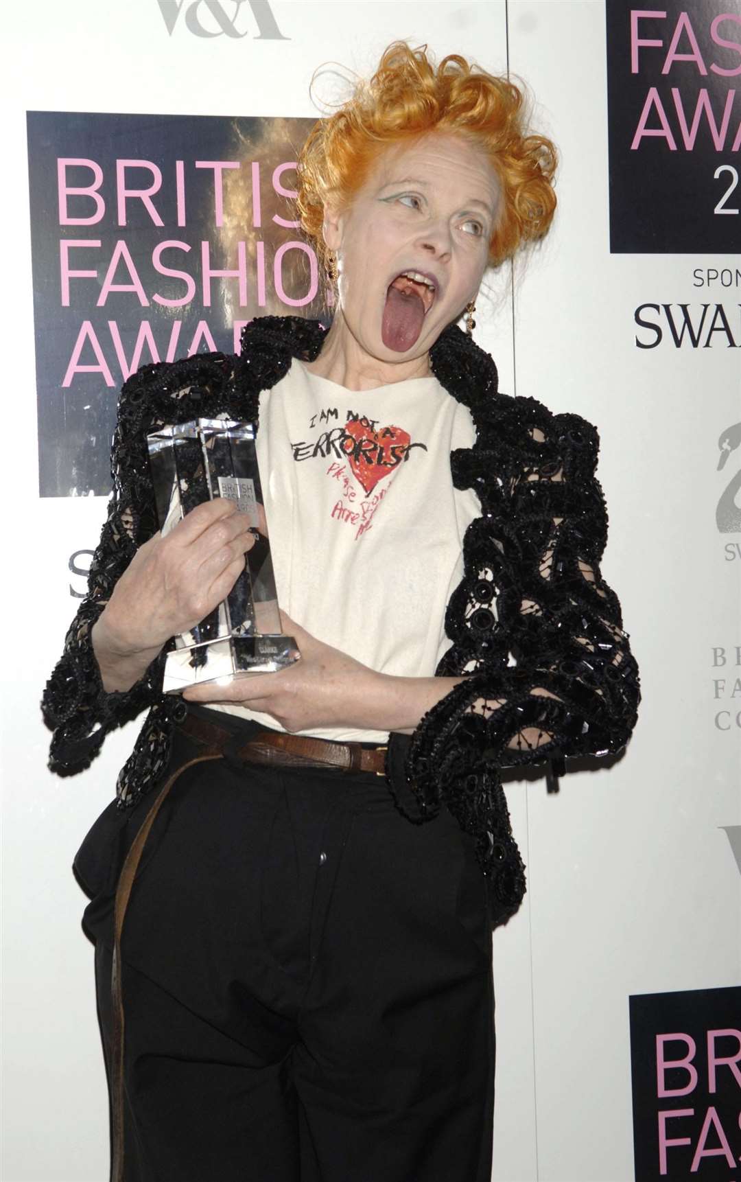 Westwood with her Red Carpet Designer award during the British Fashion Awards at the Victoria & Albert Museum in west London in 2006 (PA)