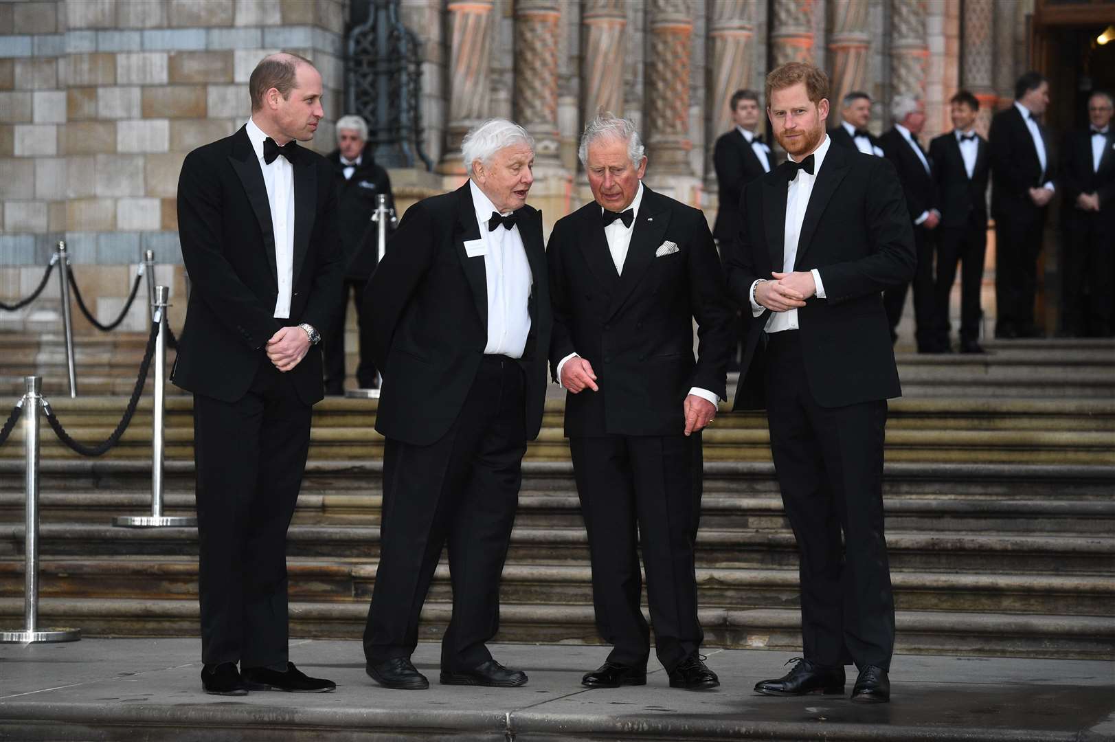 Prince William, Sir David Attenborough, the then-Prince Charles and Prince Harry (Kirsty O’Connor/PA)