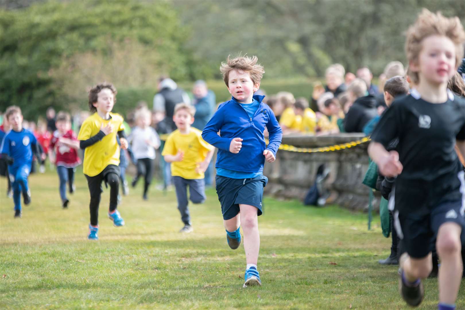 EL_PR Cross Country 2024 04Runners approach the finish in the Primary 1-3 Boys fun race. Active Schools Primary Cross Country 2024, held at Gordon Castle, Fochabers. Picture: Daniel Forsyth.