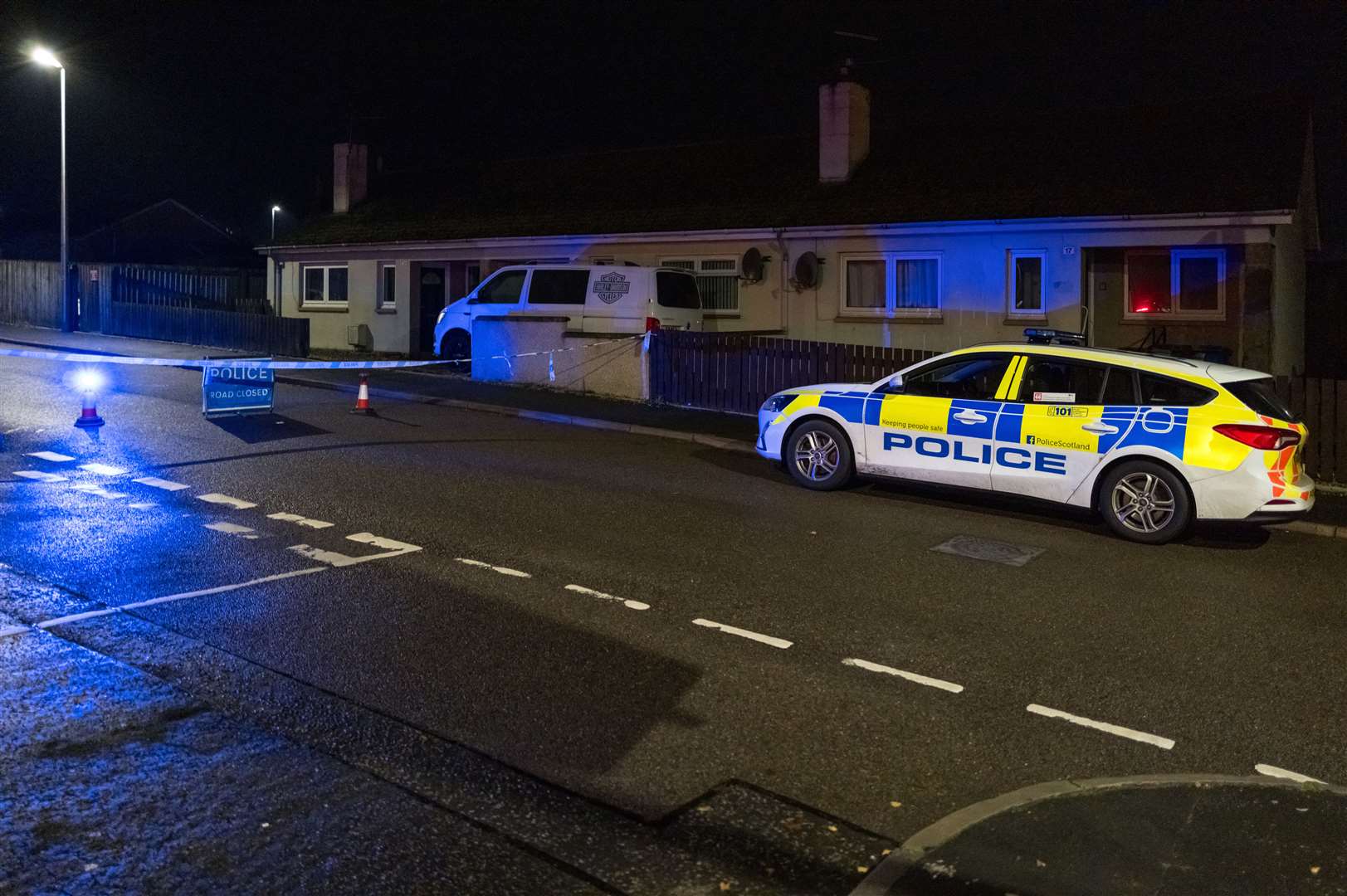 Bezack Street, in New Elgin, was cordoned off by police late on Thursday night and officers remain on the scene. Picture: JasperImage