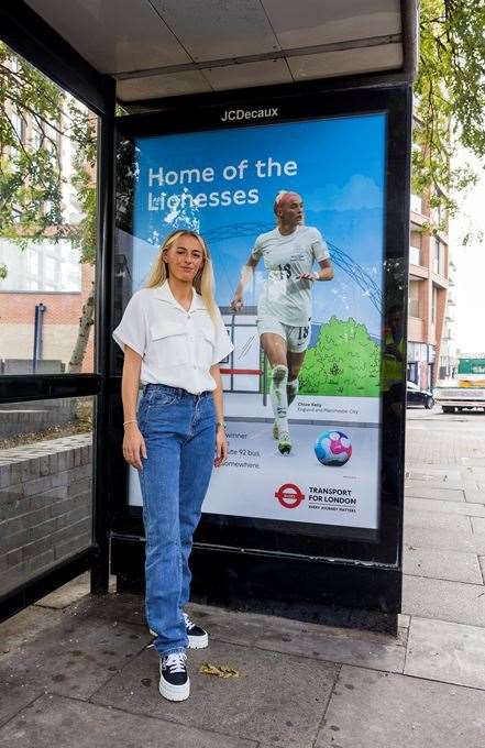 Kelly was also shown some of the bus stop artwork celebrating the Lionesses (TfL/PA)