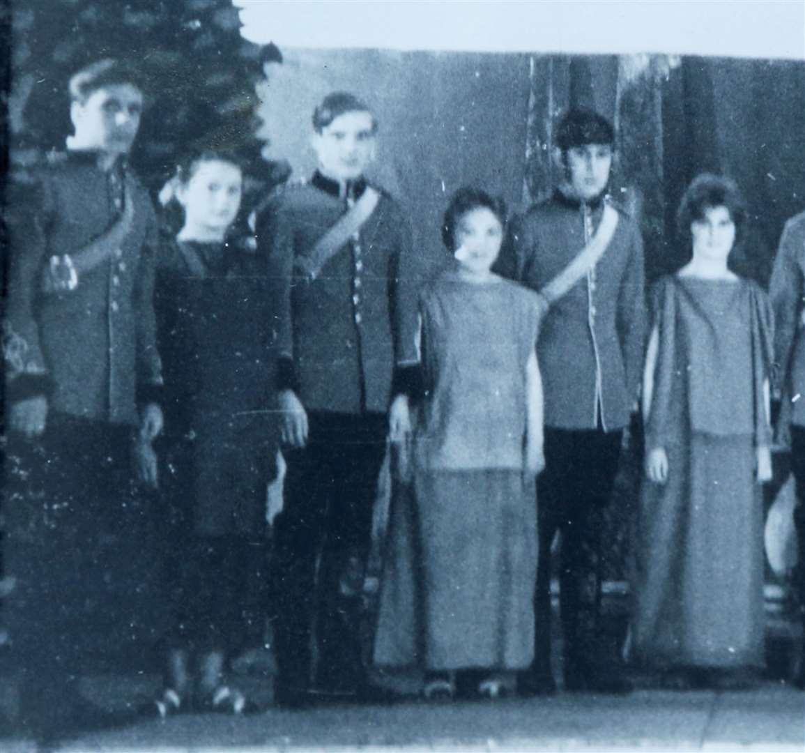 Cast of "Patience" which was performed at Gordonstoun School. Prince Charles is 5th from left.