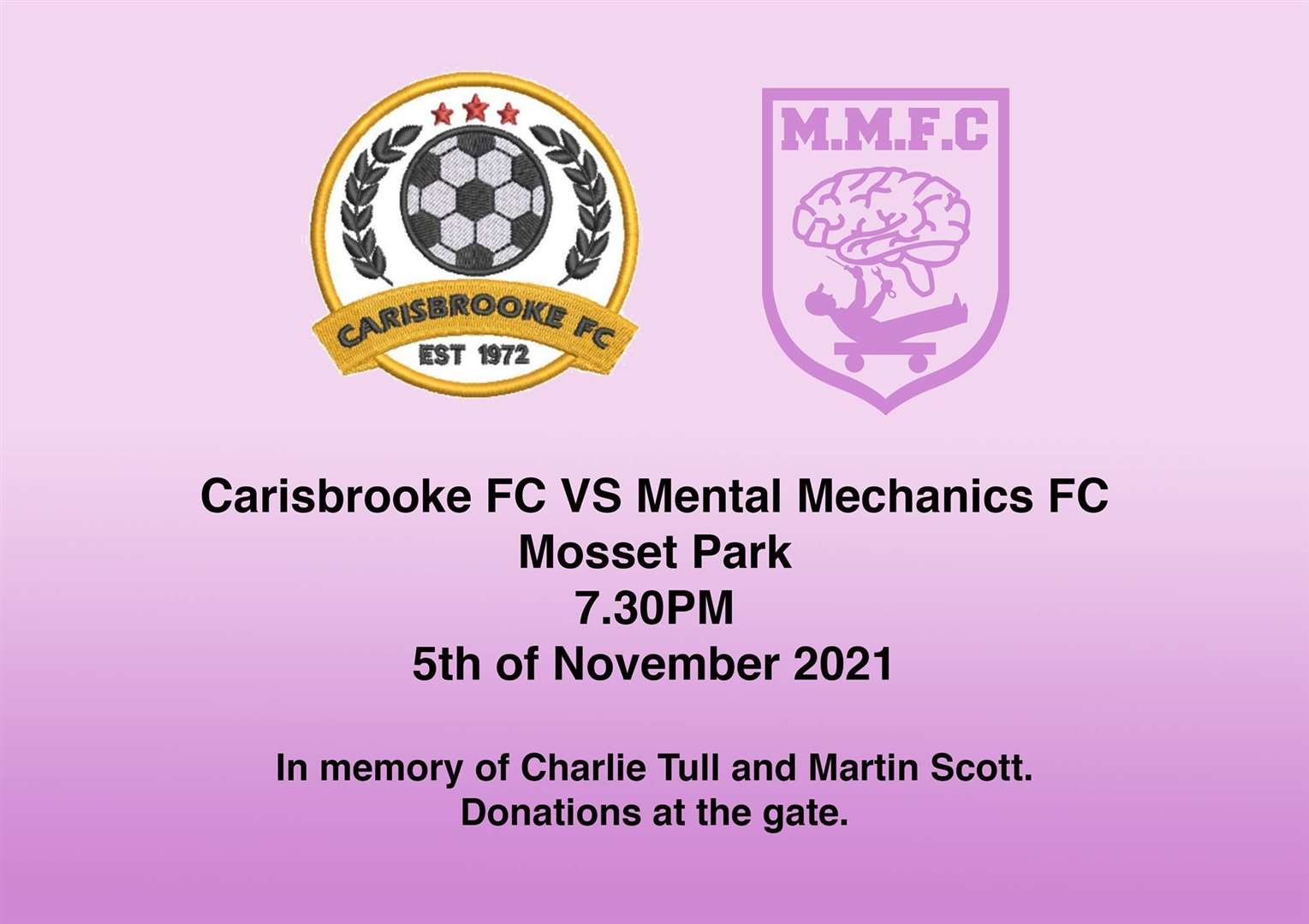 The match is due to take place under the lights at Mosset Park.