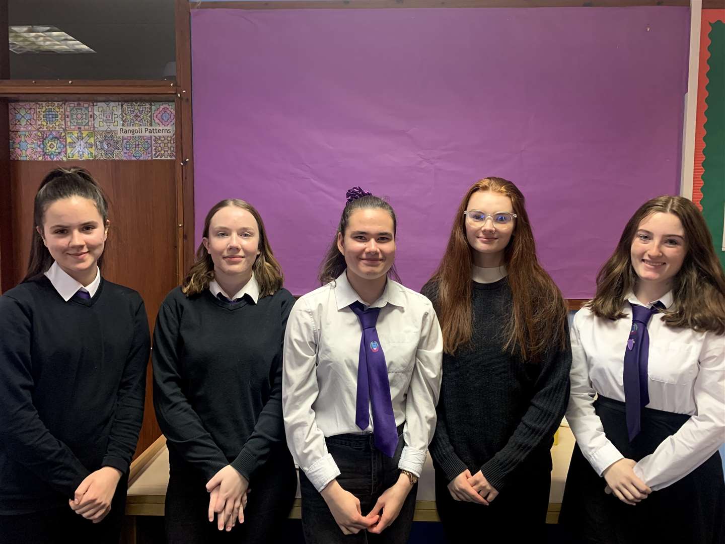 Heather and Happiness from Forres Academy, (from left) Kaycee Pinder, Christina Owen, Alexandra MacLean, Kylah Ottaway and Emma Robertson.
